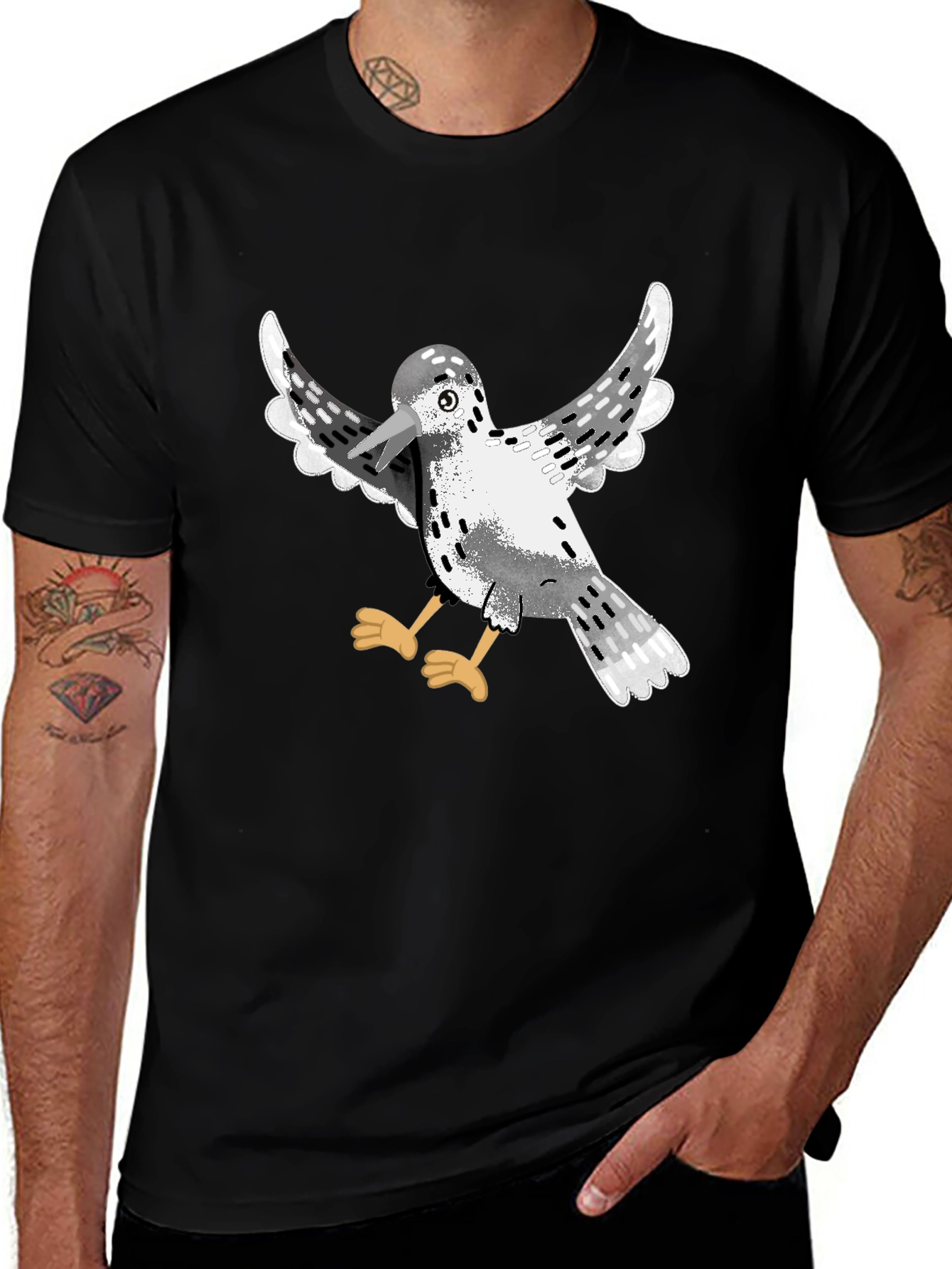 Variant 25 of Bird Graphic Black T-Shirt | Casual Cotton Tee