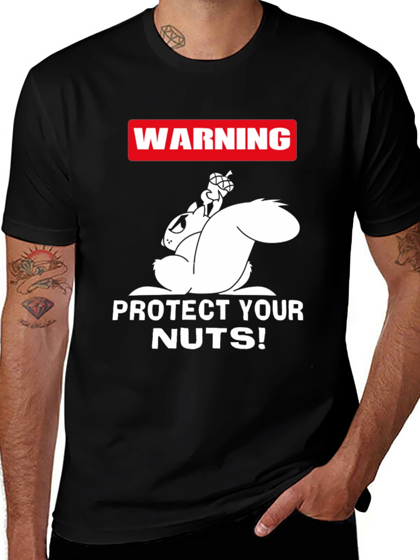Variant 6 of Funny Protect Your Nuts Squirrel Graphic Tee