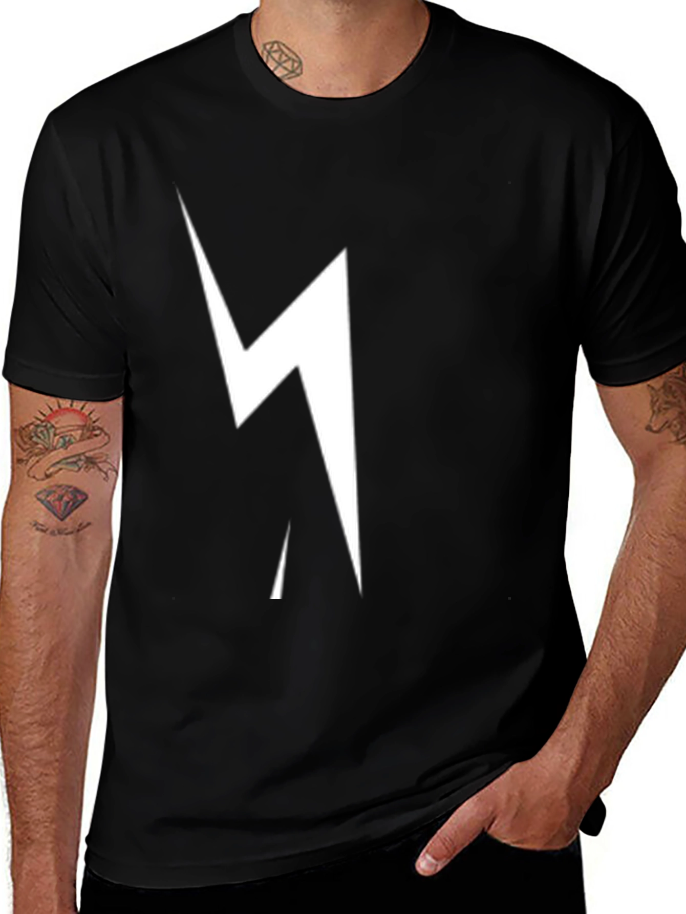 Variant 30 of Black T-Shirt with Lightning Bolt Graphic