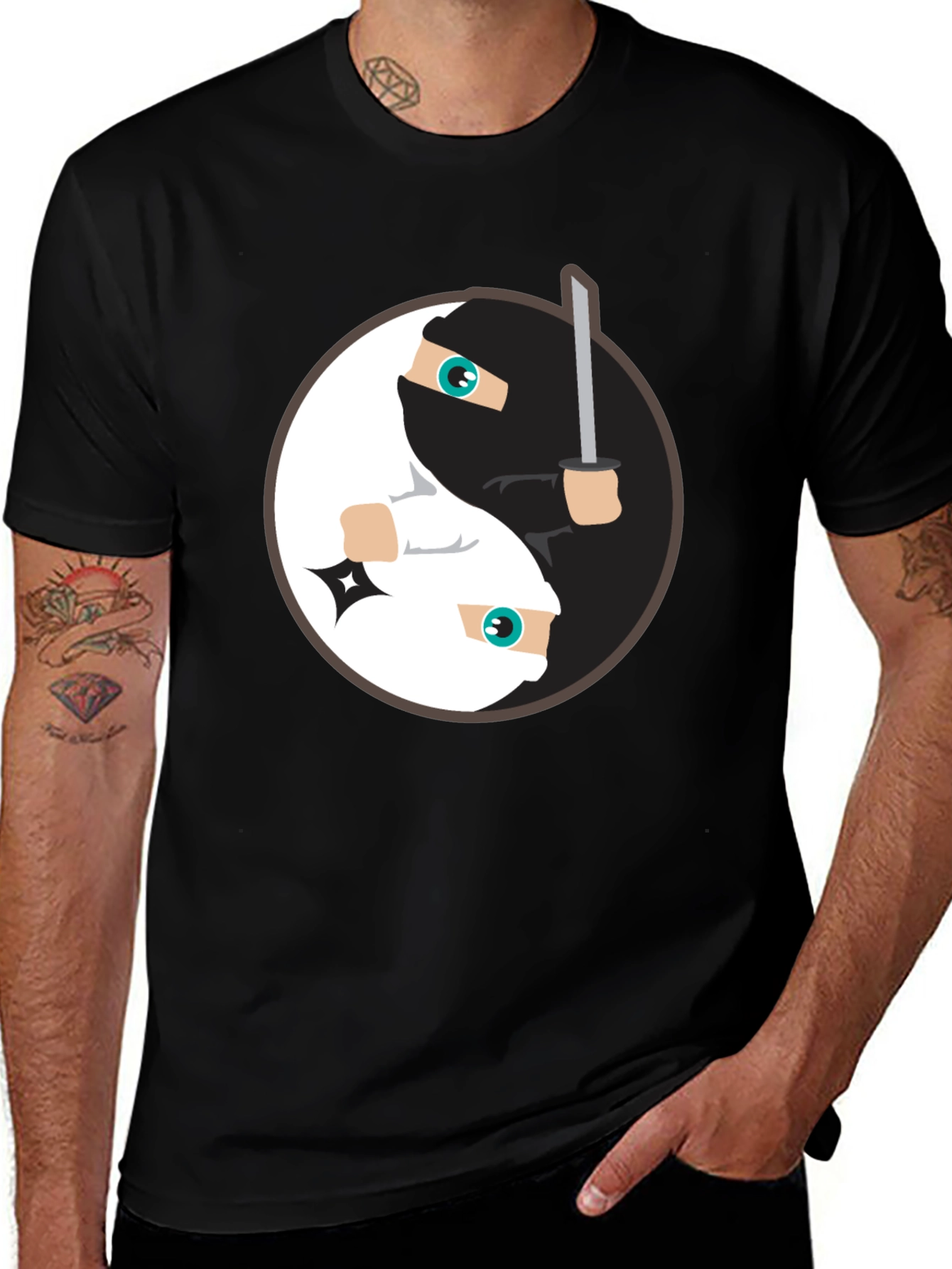 Variant 22 of Yin Yang Ninja T-Shirt - Black