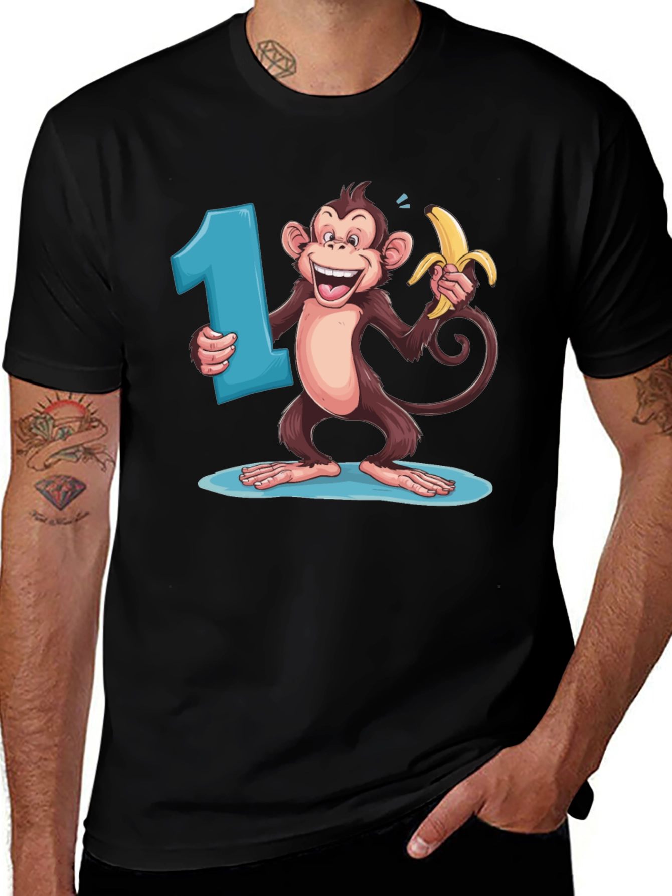 Variant 10 of Monkey 1st Birthday Graphic Tee - Adorable Cartoon Design