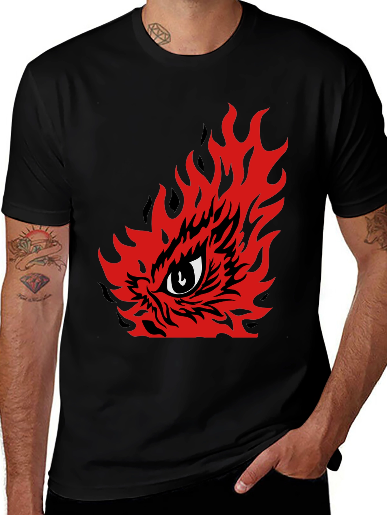 Variant 27 of Fiery Eye Graphic Tee - Men's Black T-Shirt