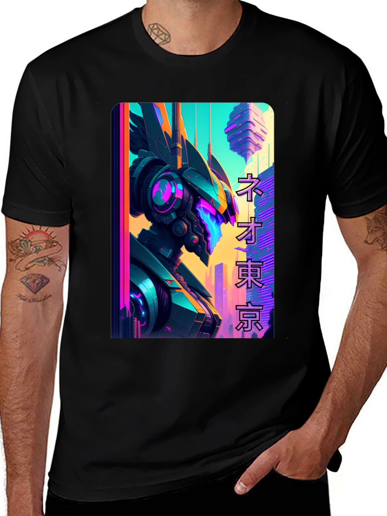 Variant 30 of Neo Tokyo Robot T-Shirt - Cyberpunk Style
