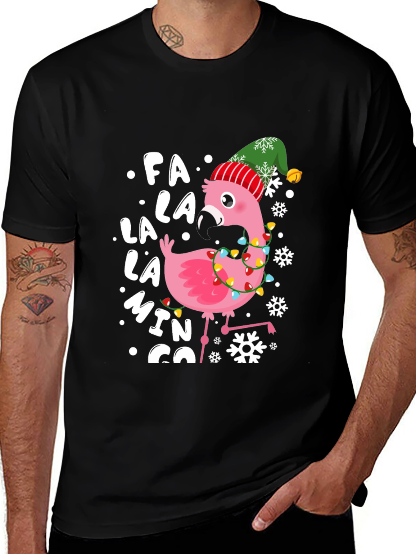 Variant 16 of Festive Flamingo Christmas T-Shirt