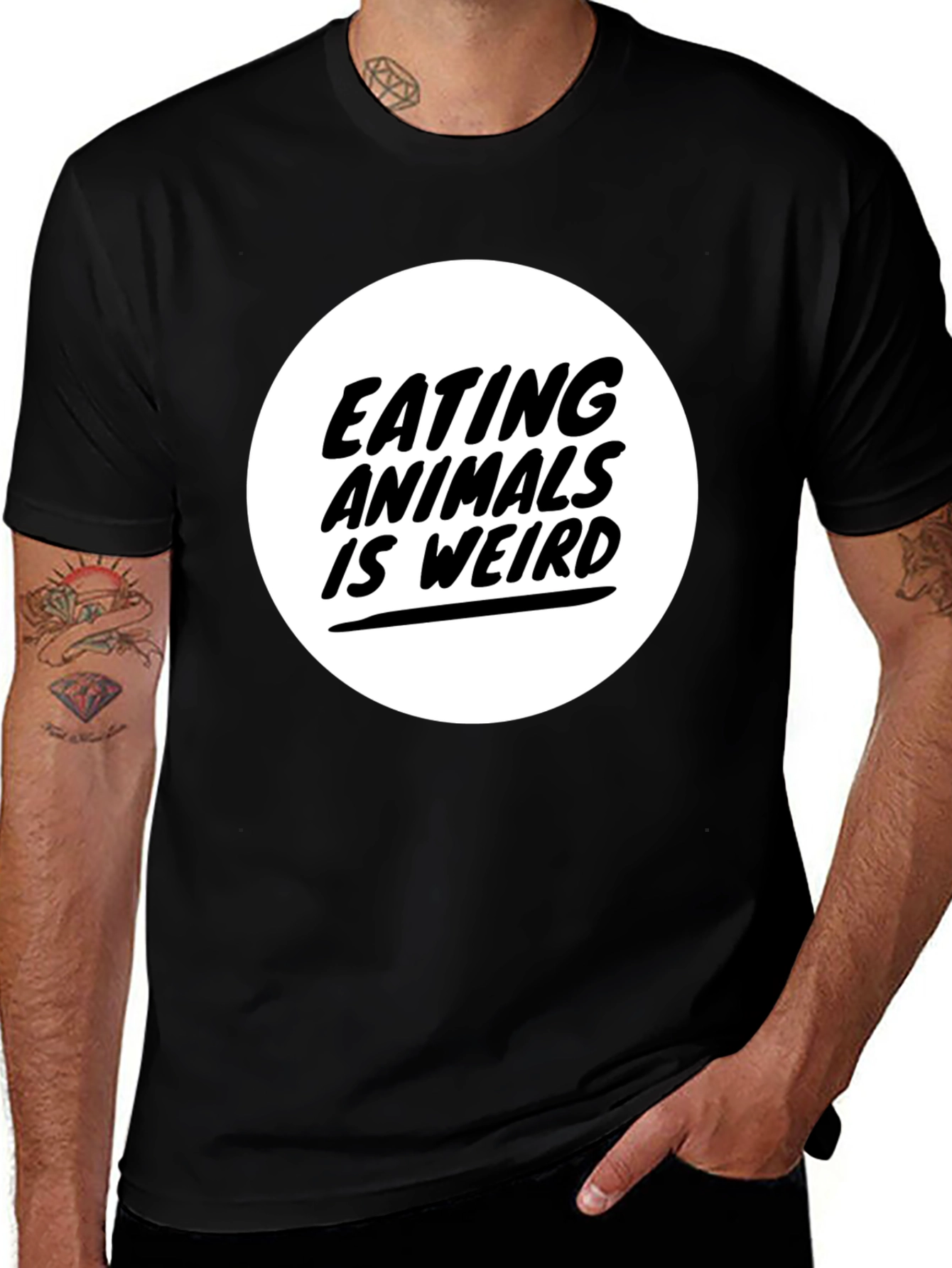 Variant 29 of Eating Animals is Weird Graphic Tee - Black
