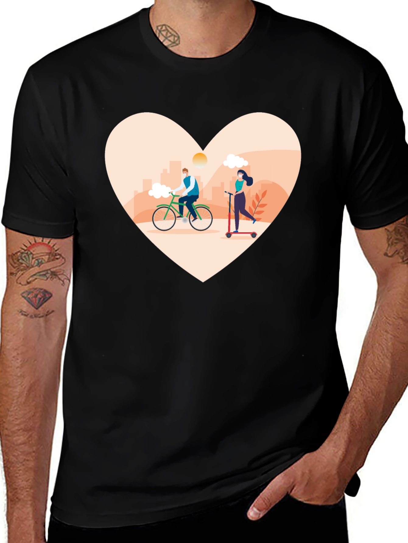 Variant 27 of Heart Design T-Shirt - Cyclist & Scooter