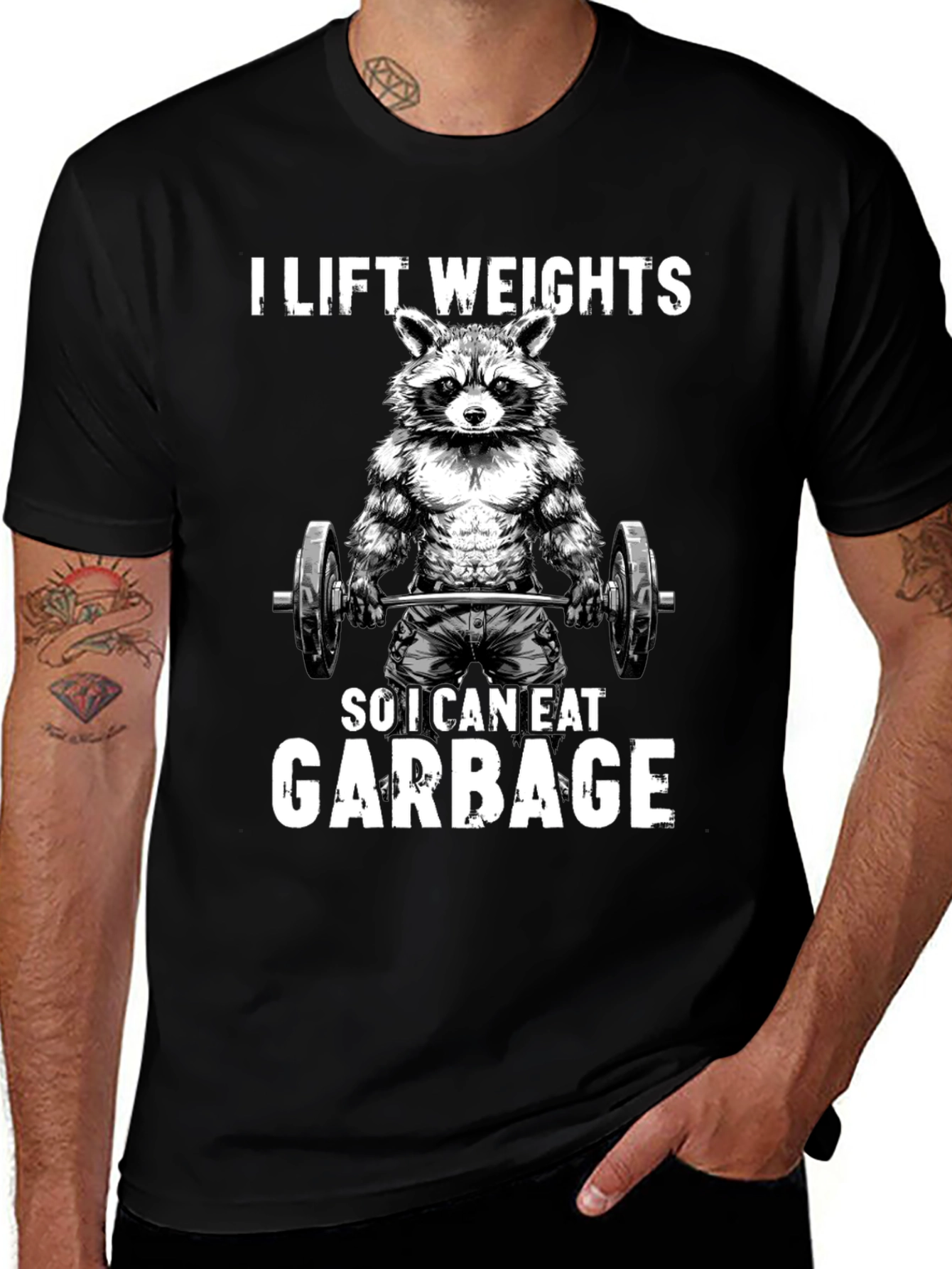 Variant 7 of I Lift Weights Raccoon Graphic Tee