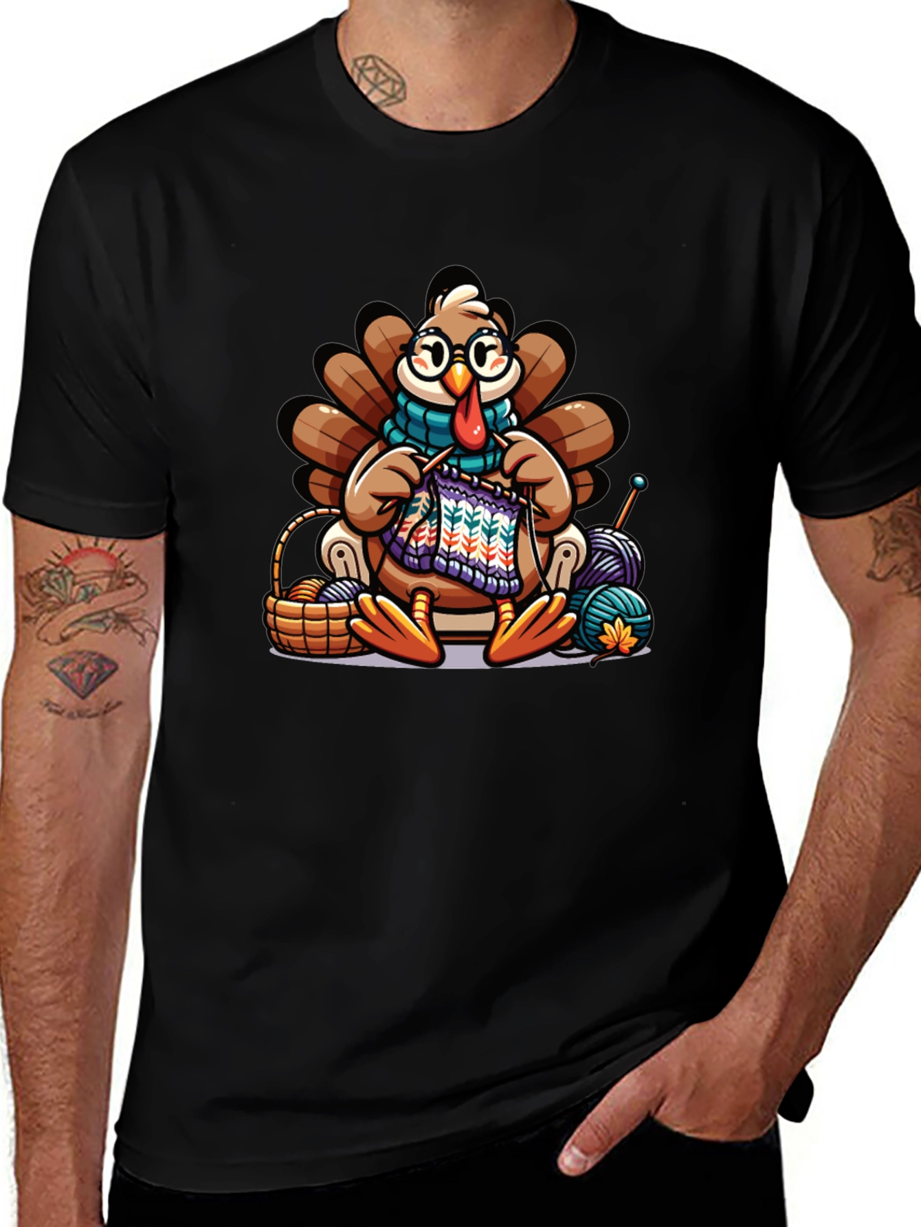 Variant 20 of Knitting Turkey T-Shirt:  Thanksgiving Fun!