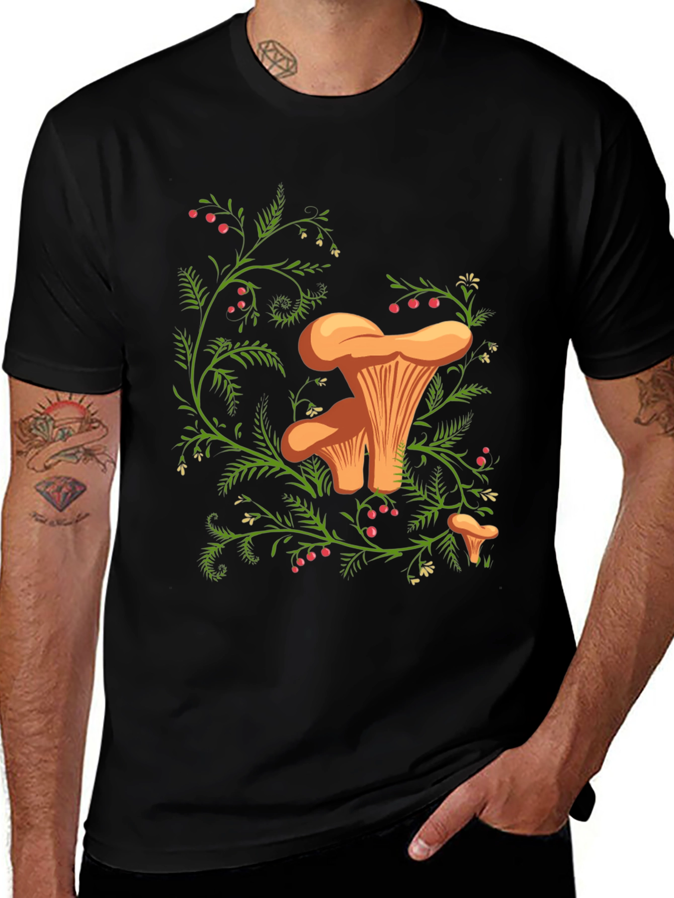Variant 14 of Mushroom Print Tee - Forest Forager Style