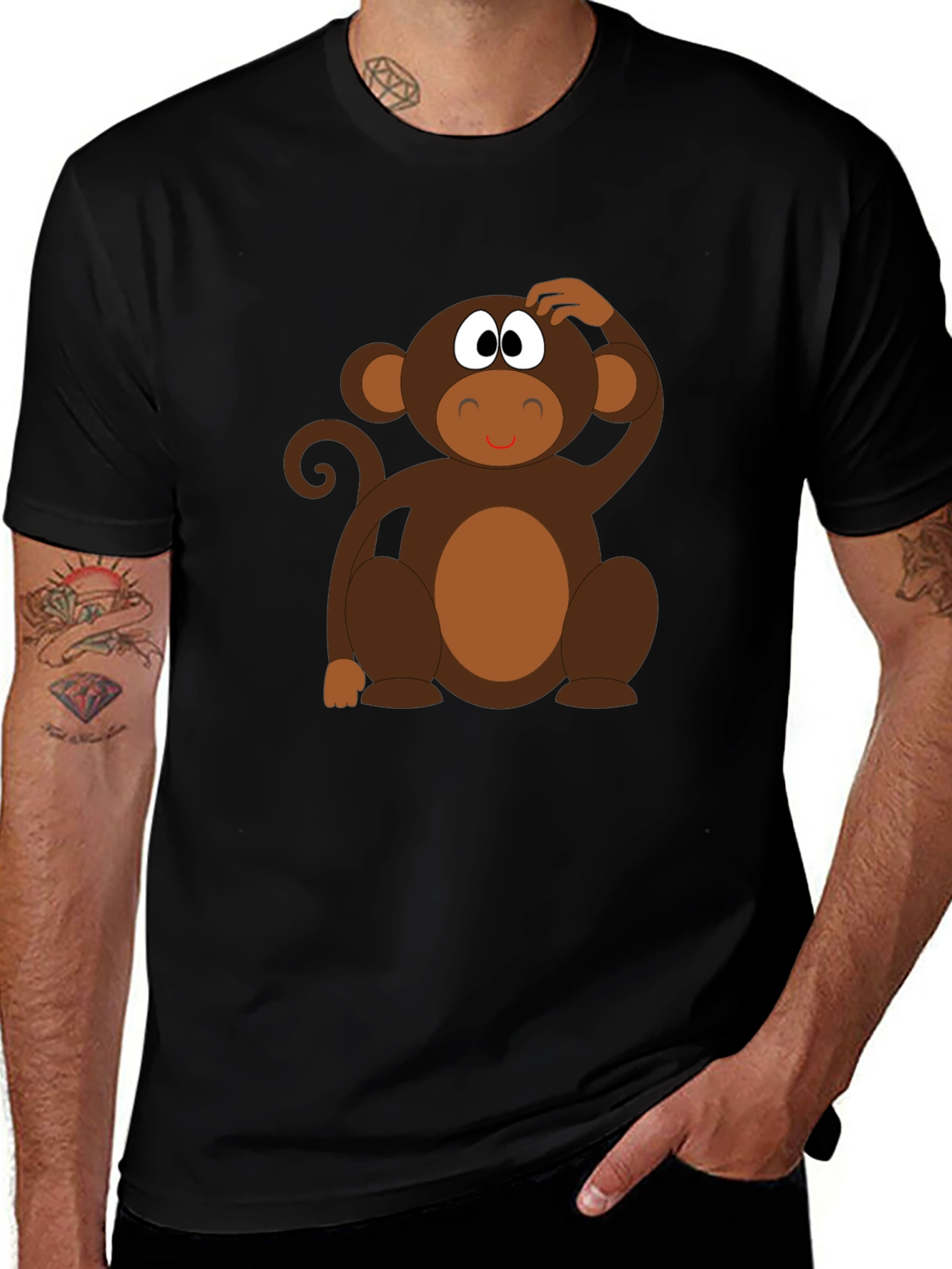 Variant 7 of Monkey Graphic Tee - Fun and Casual Black T-Shirt