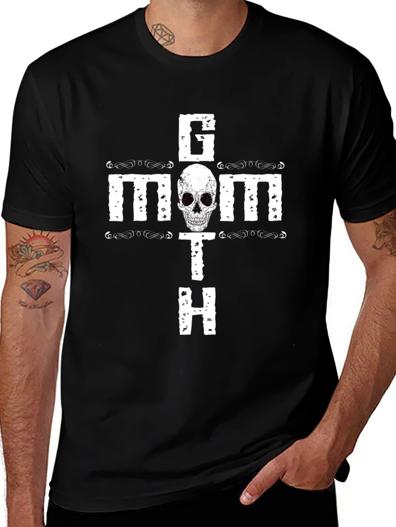 Goth Mom Skull Graphic Black T-Shirt