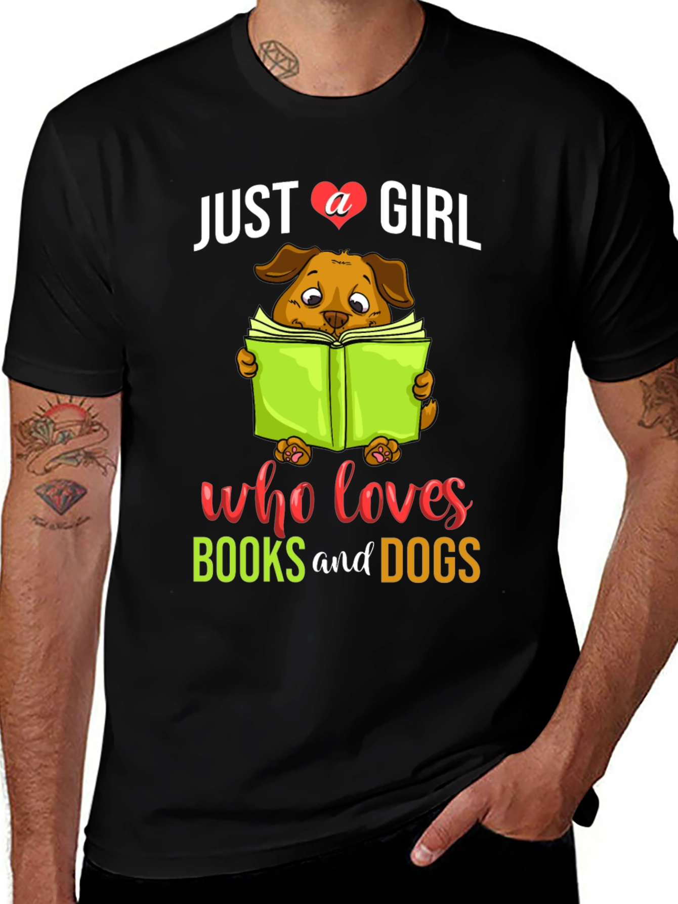 Variant 13 of Just a Girl Who Loves Books and Dogs T-Shirt