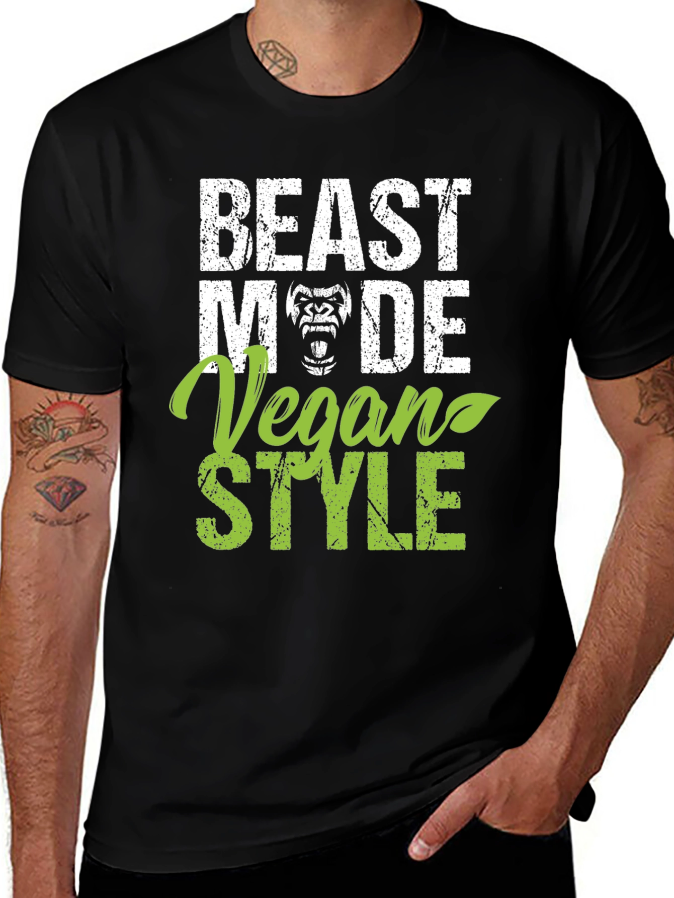 Variant 13 of Beast Mode Vegan Style T-Shirt - Gorilla Graphic Tee