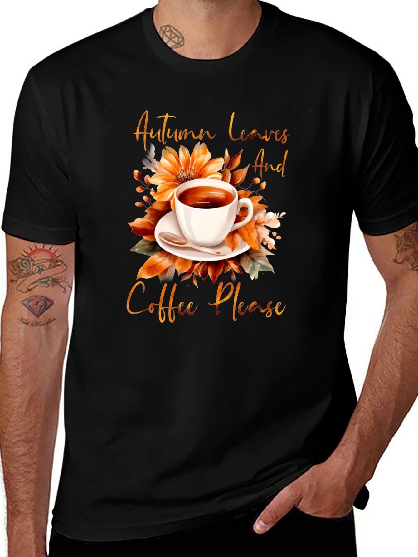 Variant 17 of Autumn Leaves and Coffee Graphic T-Shirt