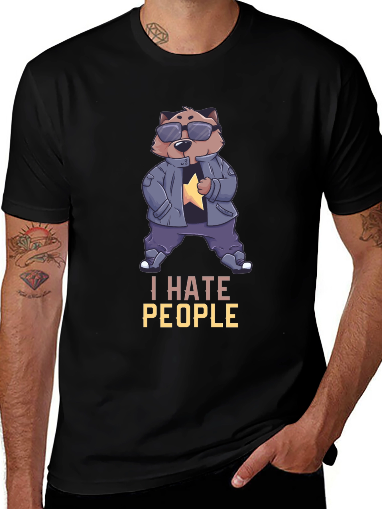 Variant 19 of I Hate People Bear Graphic Tee