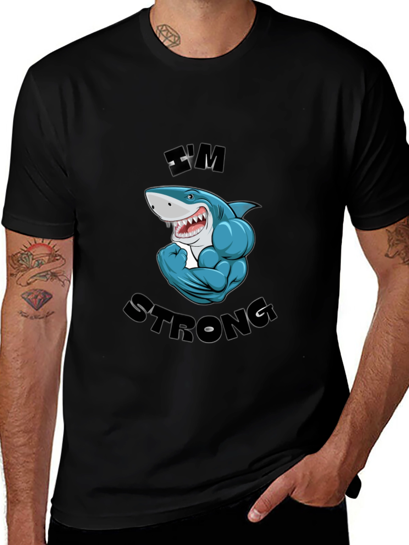 Variant 23 of I'm Strong Shark Graphic T-Shirt