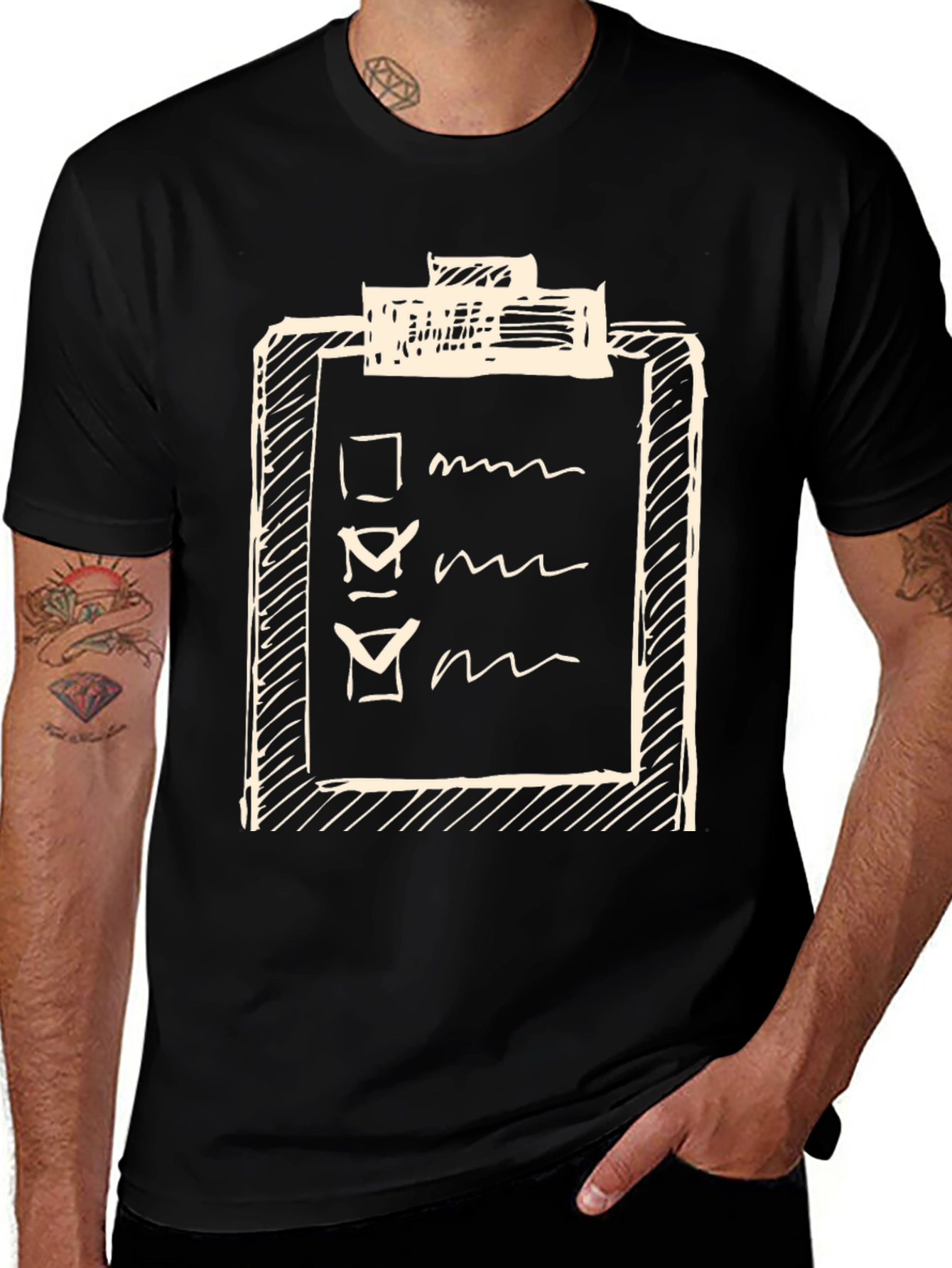 Variant 14 of Checklist Graphic T-Shirt - Men's Black Cotton Tee