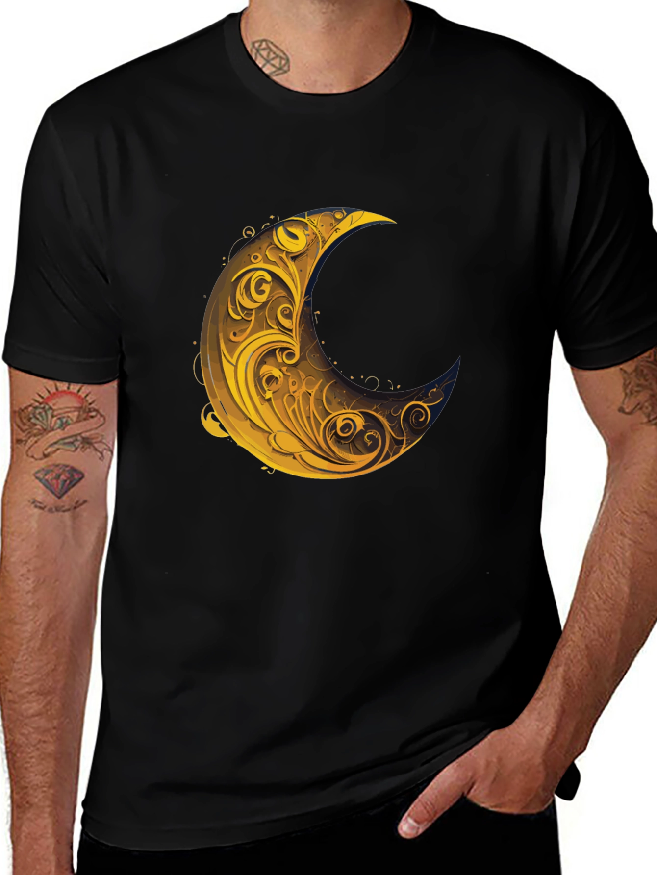 Variant 30 of Crescent Moon Graphic Tee - Stylish Black T-Shirt