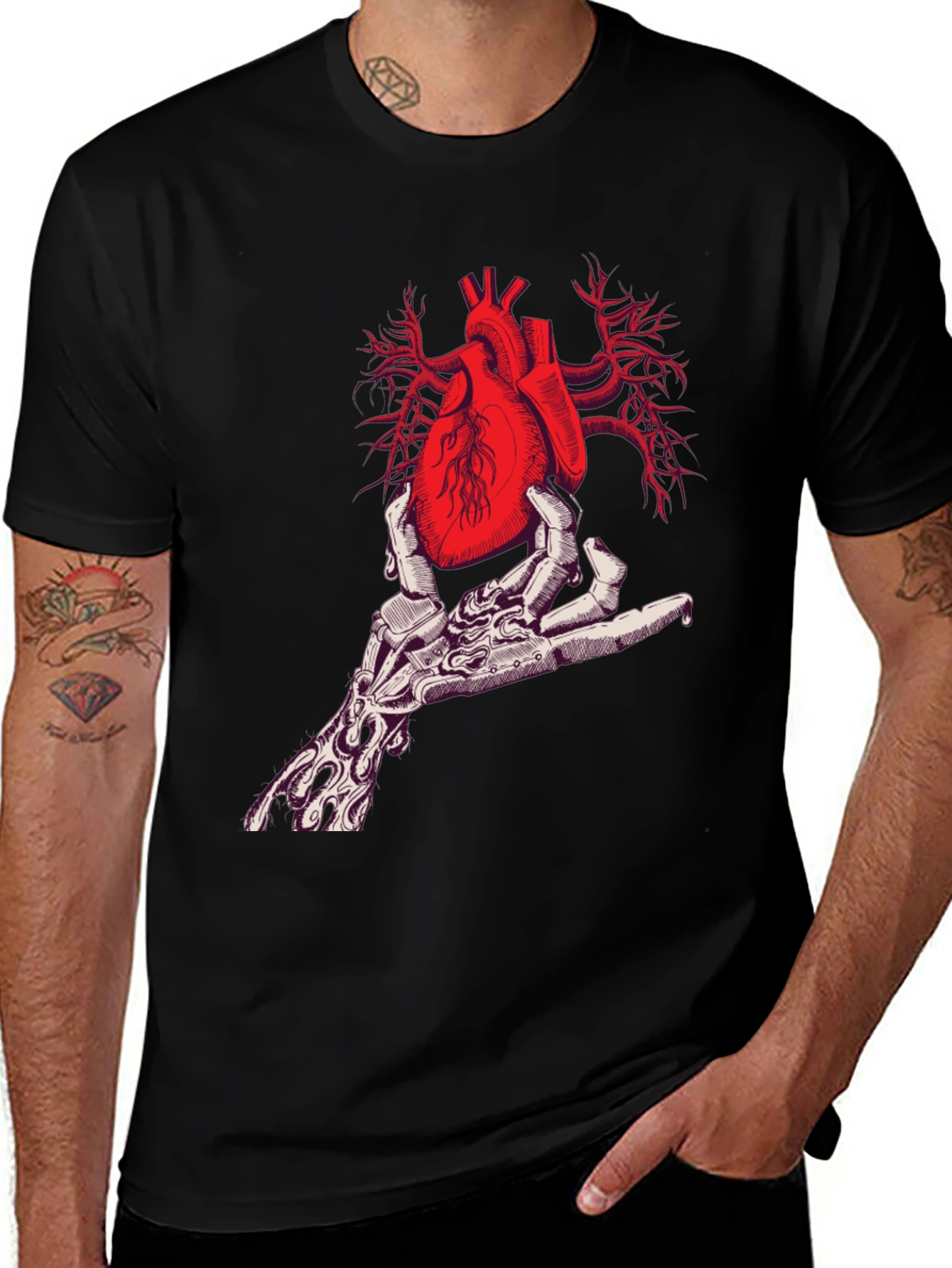 Variant 24 of Anatomical Heart in Hand Graphic Tee - Unique Design