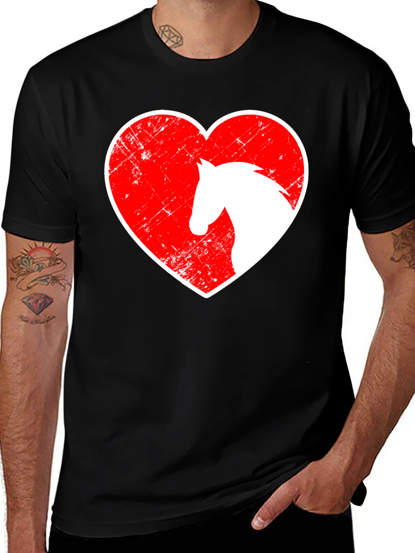 Variant 5 of Horse Lover Graphic Tee - Heart Horse Shirt