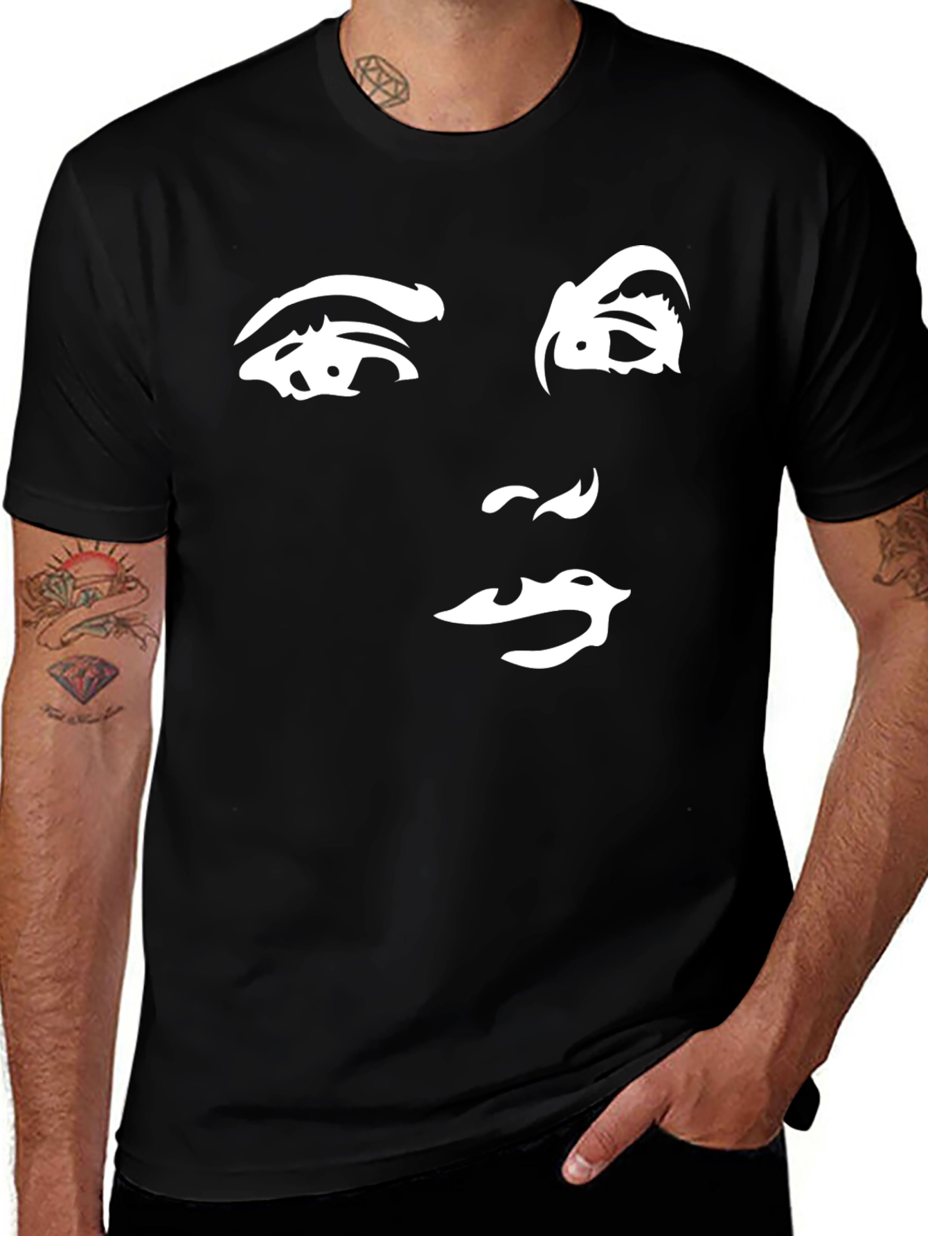 Variant 22 of Abstract Face Graphic Tee - Black