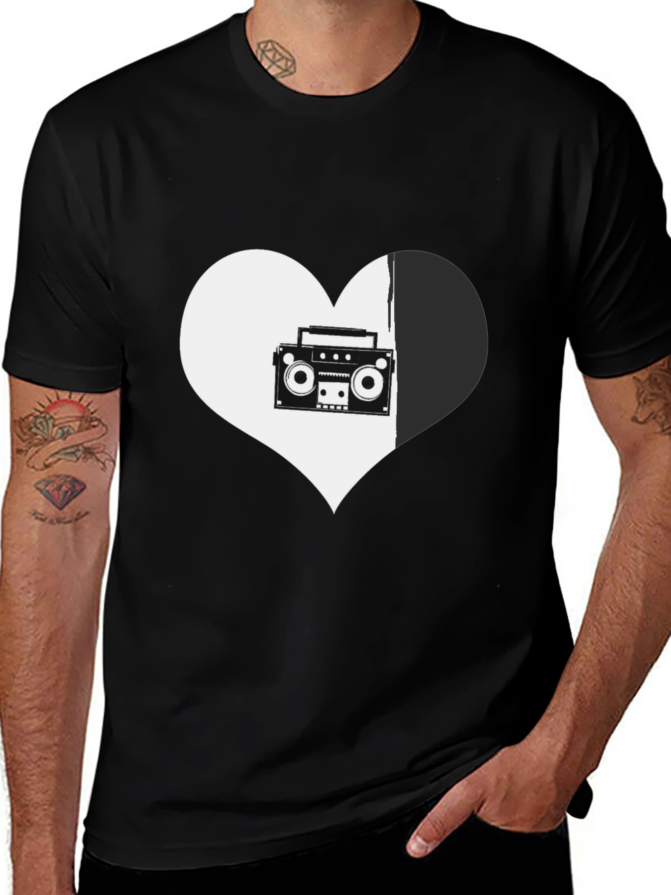 Variant 21 of Retro Music Heart Graphic Tee