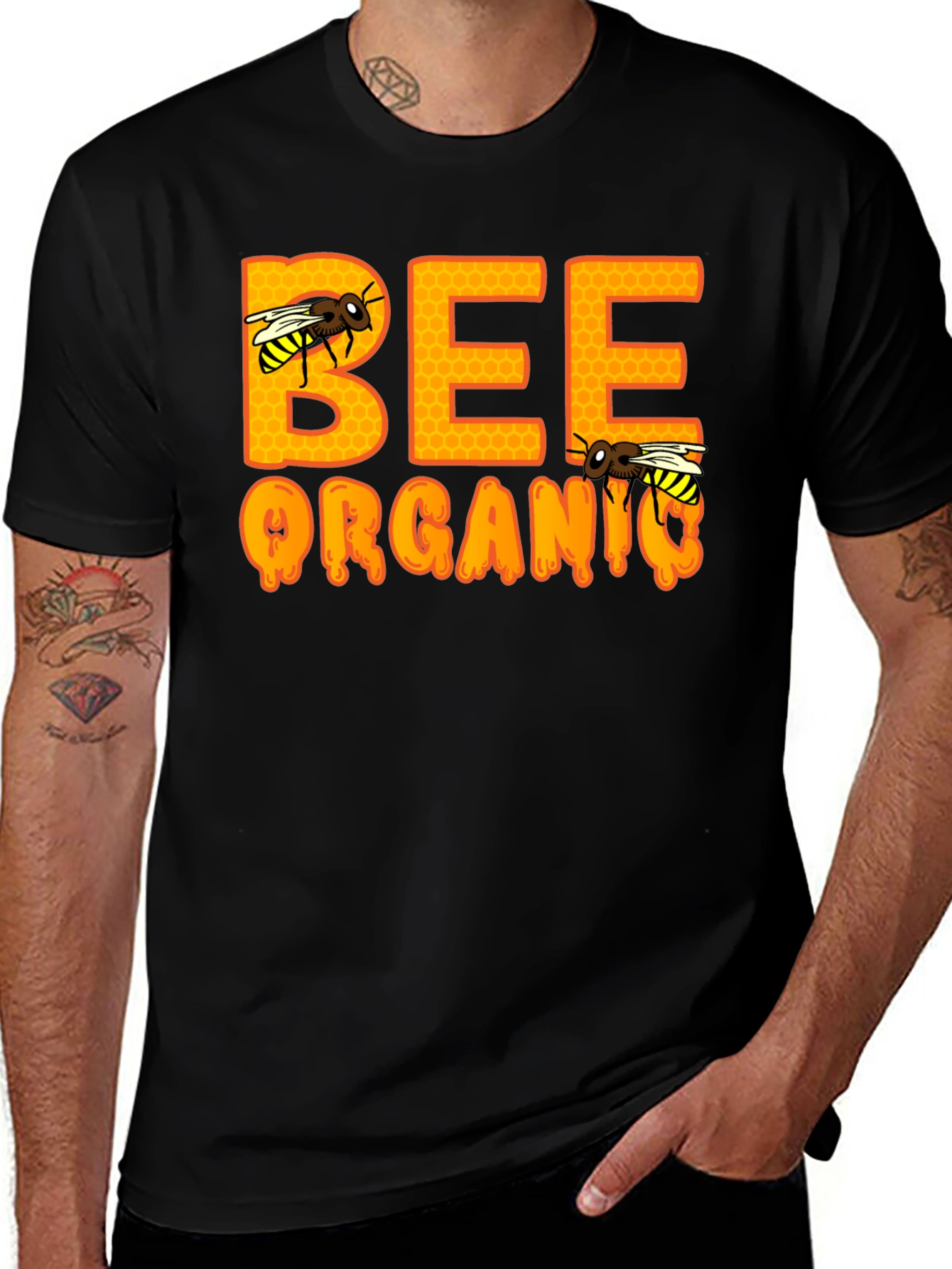 Variant 8 of Bee Organic T-Shirt - Black Cotton Tee