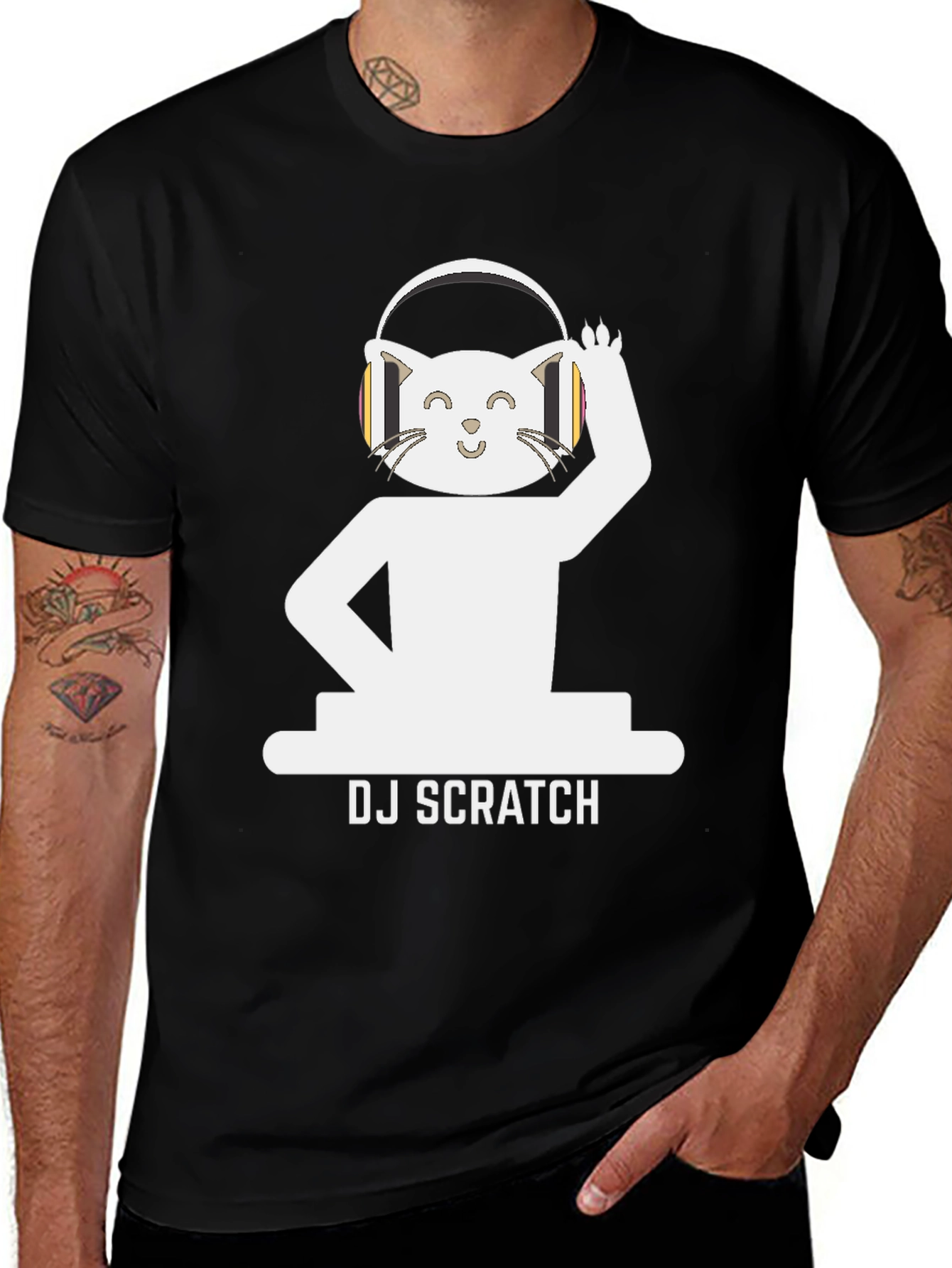 Variant 16 of DJ Scratch Cat Graphic Tee - Cool Music Lover T-Shirt