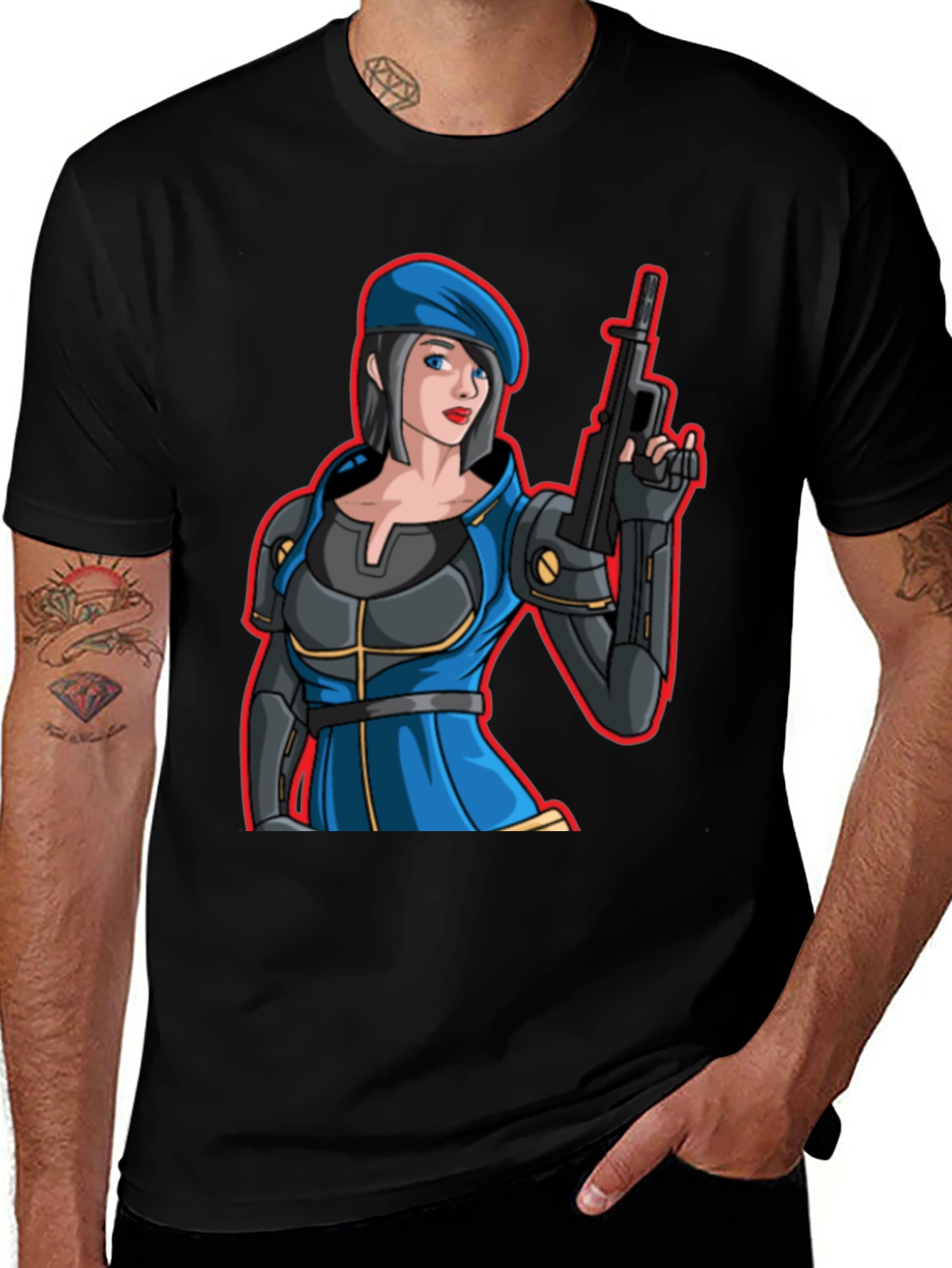 Cartoon Soldier Woman T-Shirt