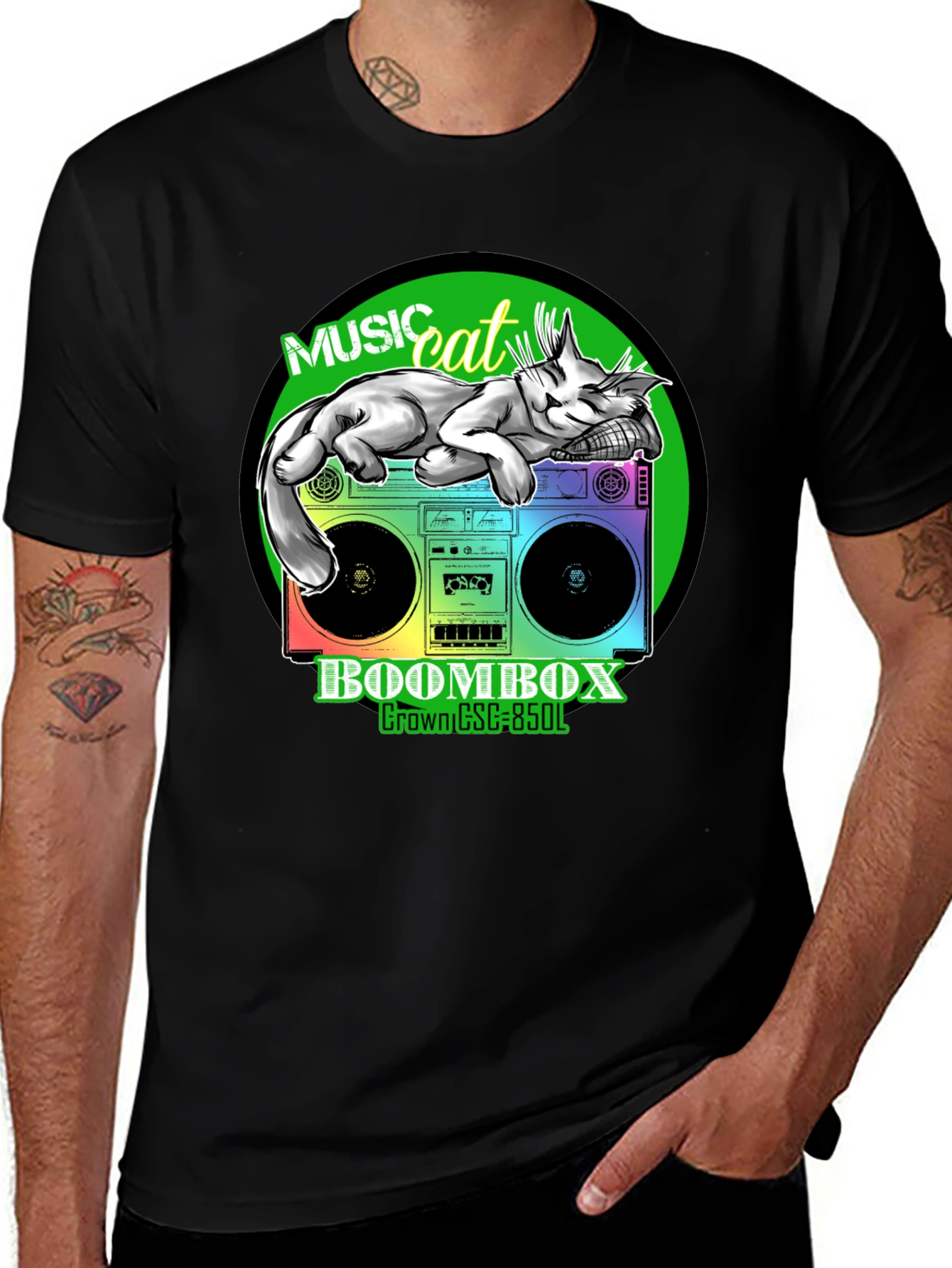 Variant 2 of Music Cat Boombox Graphic Tee