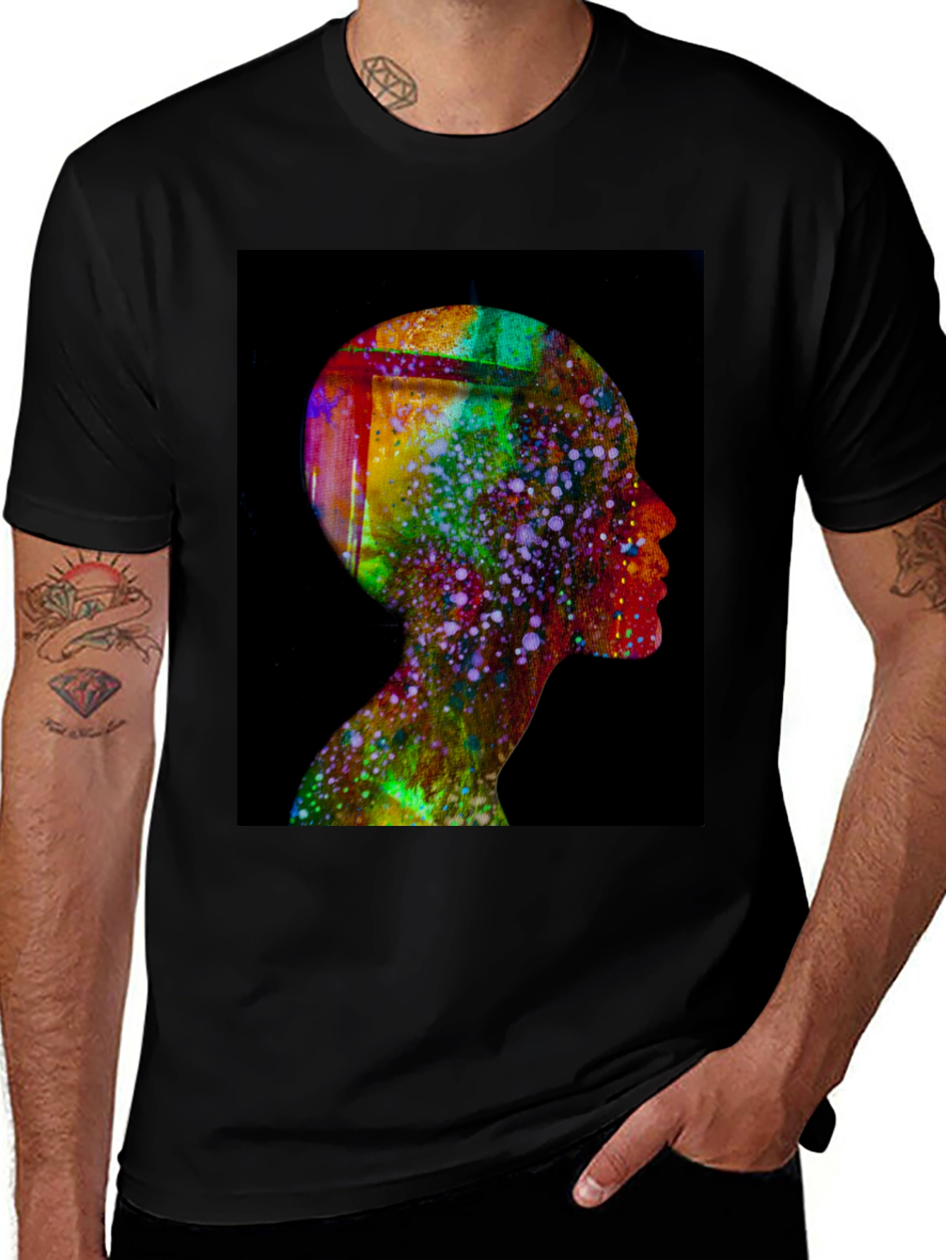 Variant 18 of Abstract Human Head Tee - Artsy Black T-Shirt