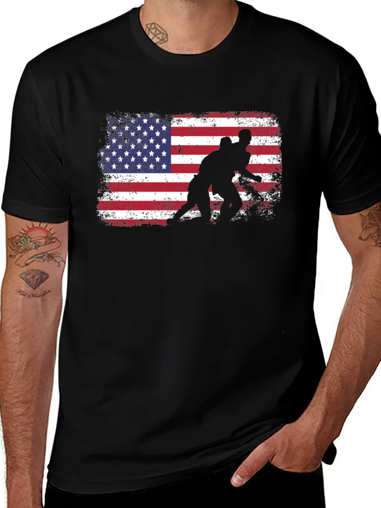 Wrestling American Flag T-Shirt