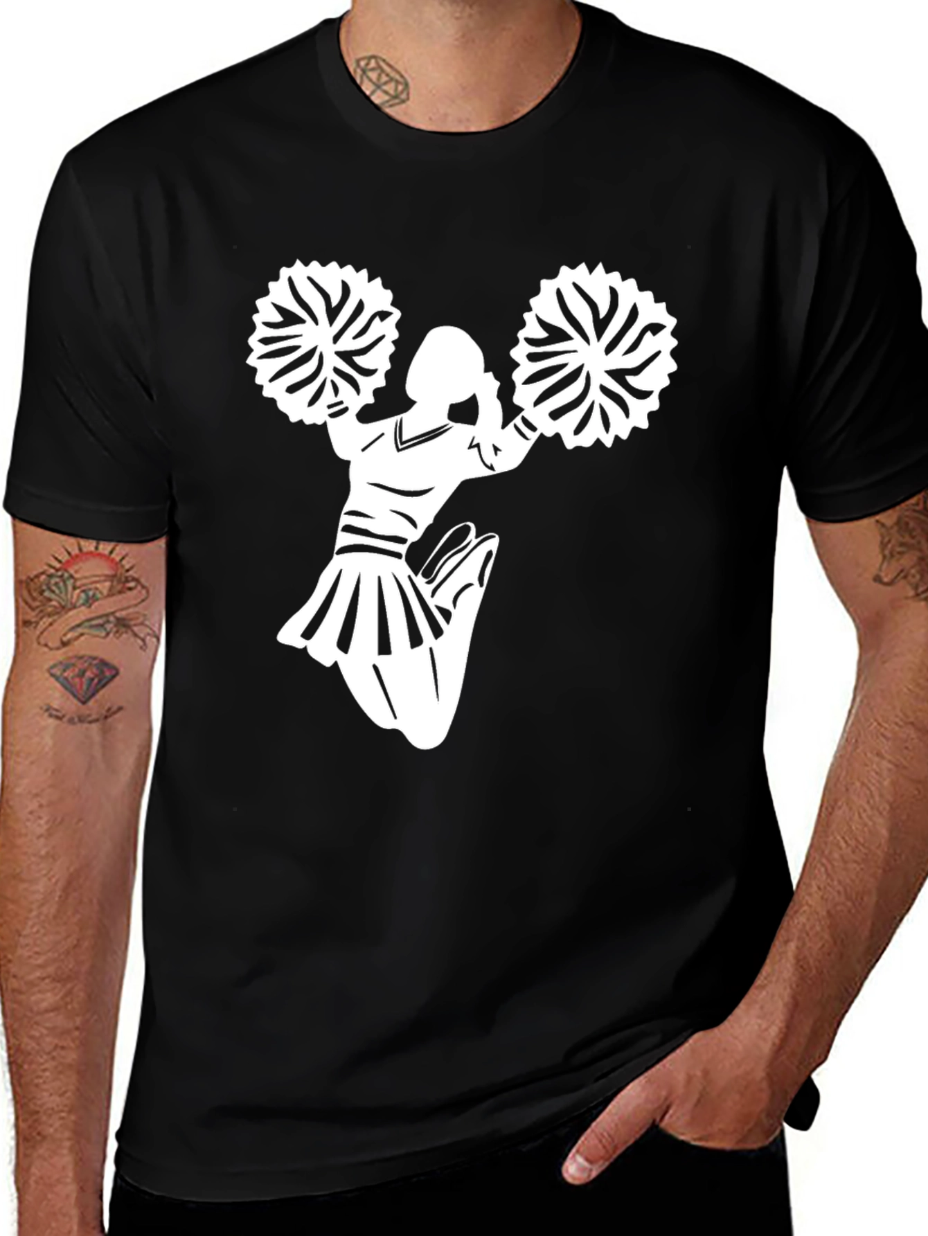 Cheerleader Graphic Black T-Shirt