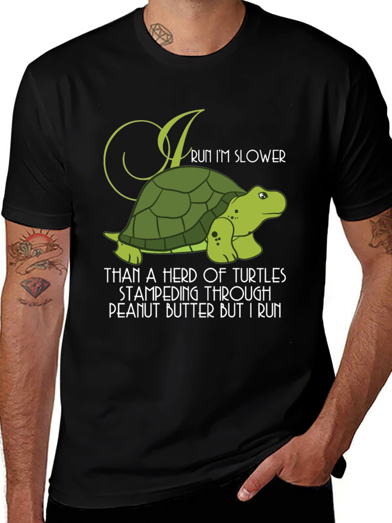 Variant 3 of Funny Turtle Run Slower T-Shirt - Novelty Graphic Tee