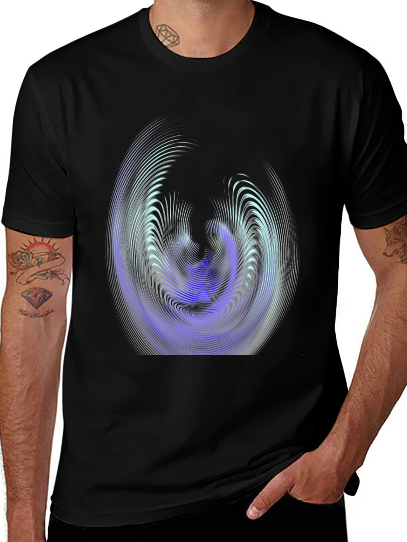 Variant 9 of Abstract Swirl Graphic Black T-Shirt
