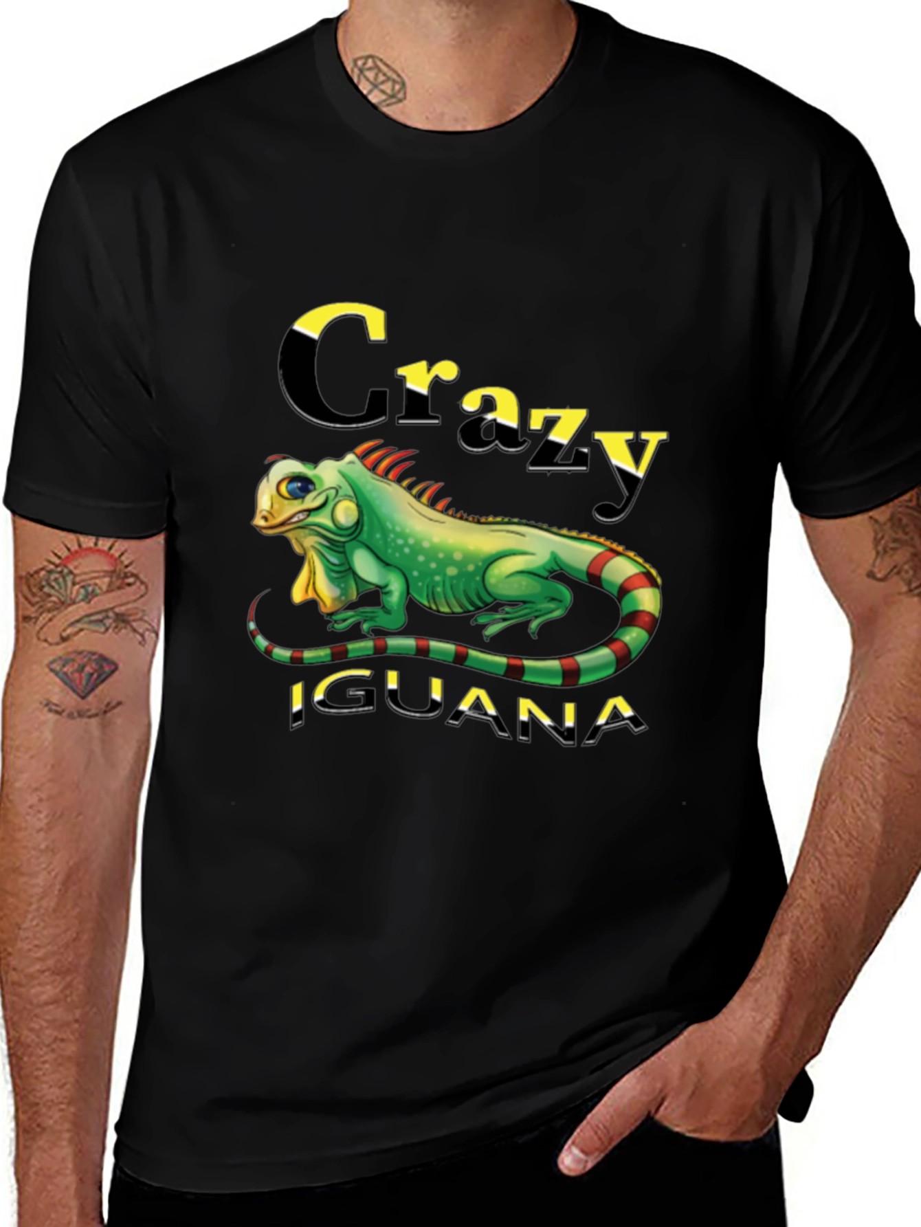 Variant 19 of Crazy Iguana Graphic Tee - Men's Black T-Shirt