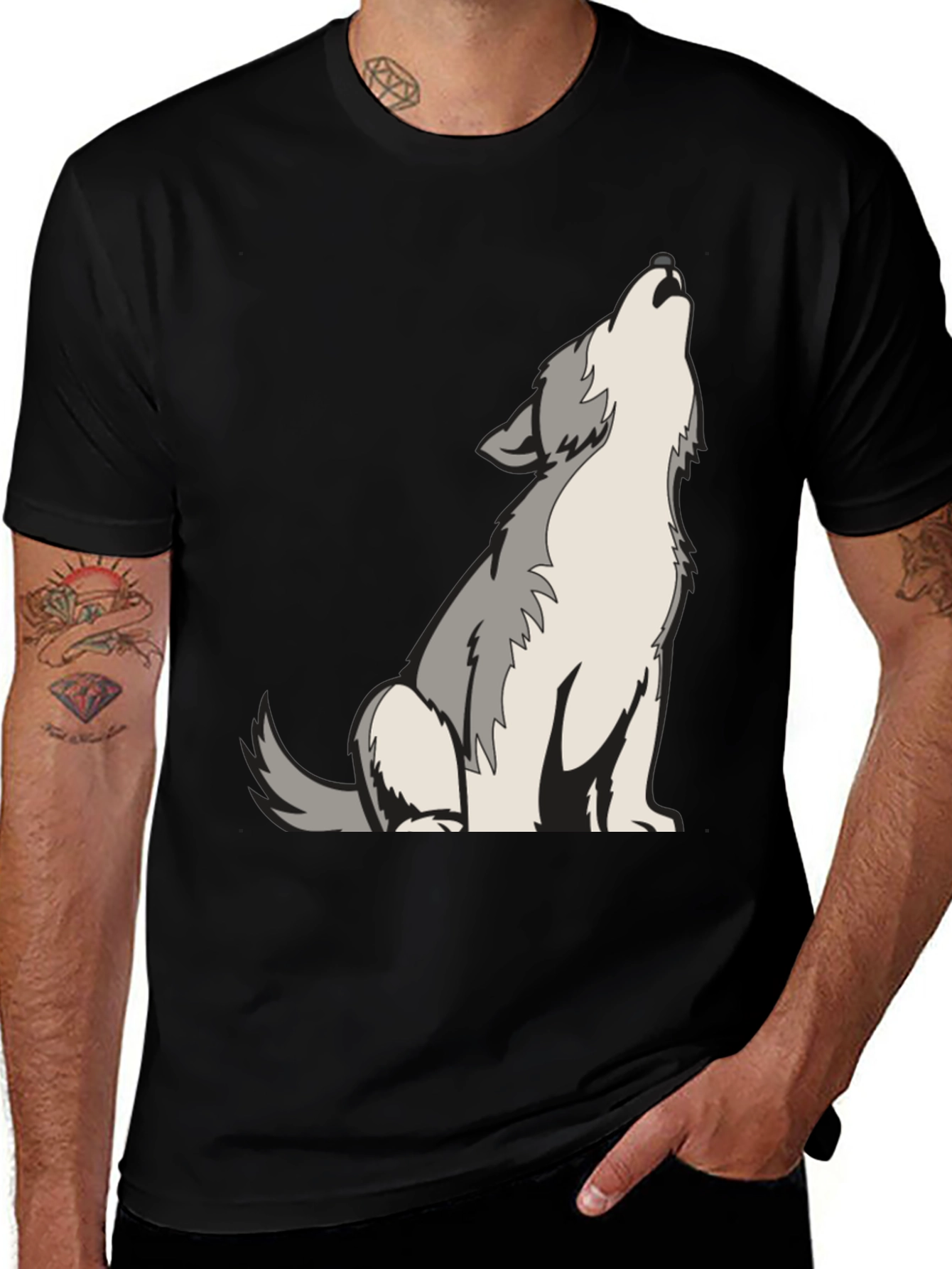 Variant 12 of Wolf Howling Graphic Tee - Cool Animal Design