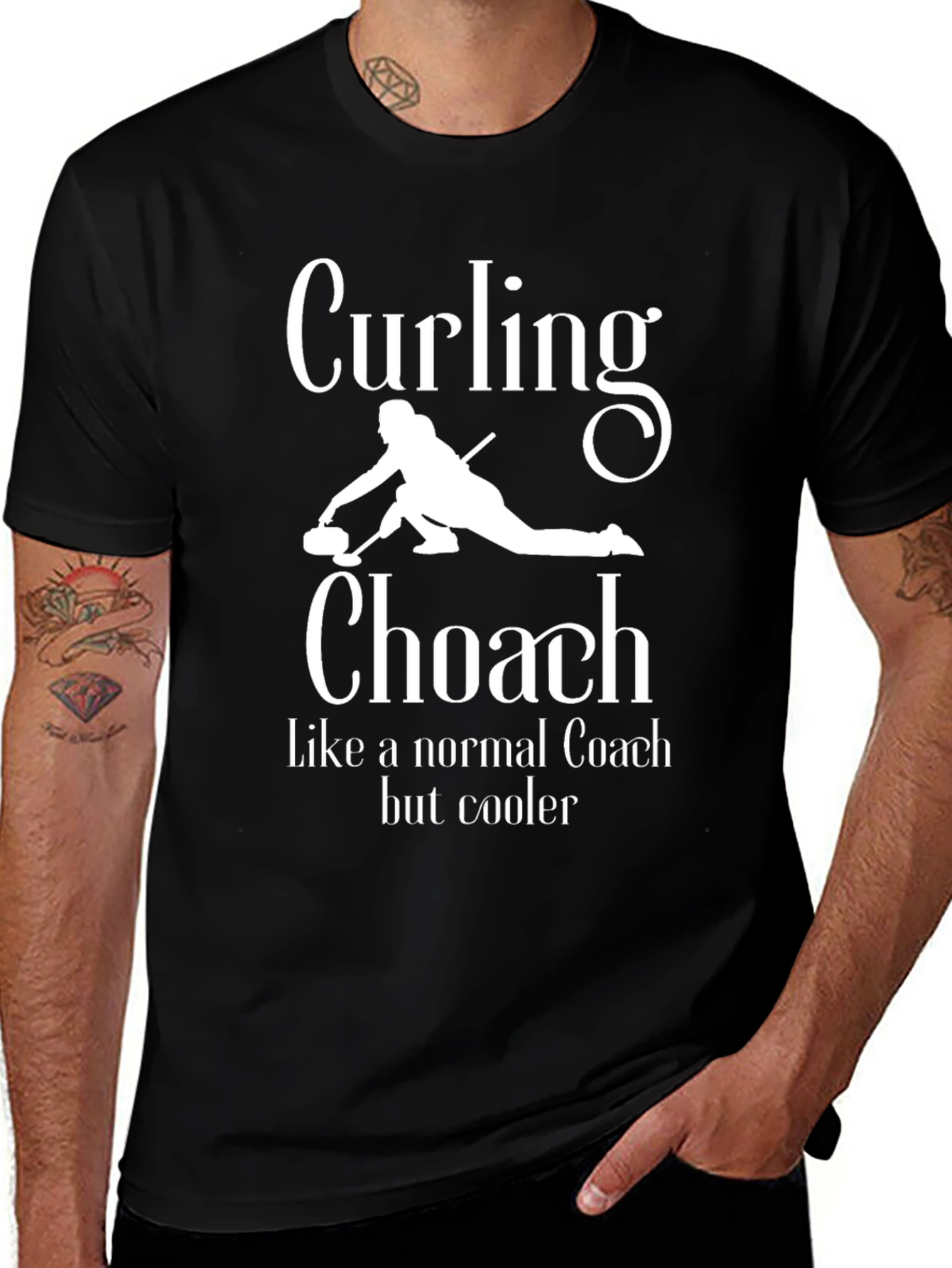 Variant 12 of Curling Choach T-Shirt - Cool Coach Tee