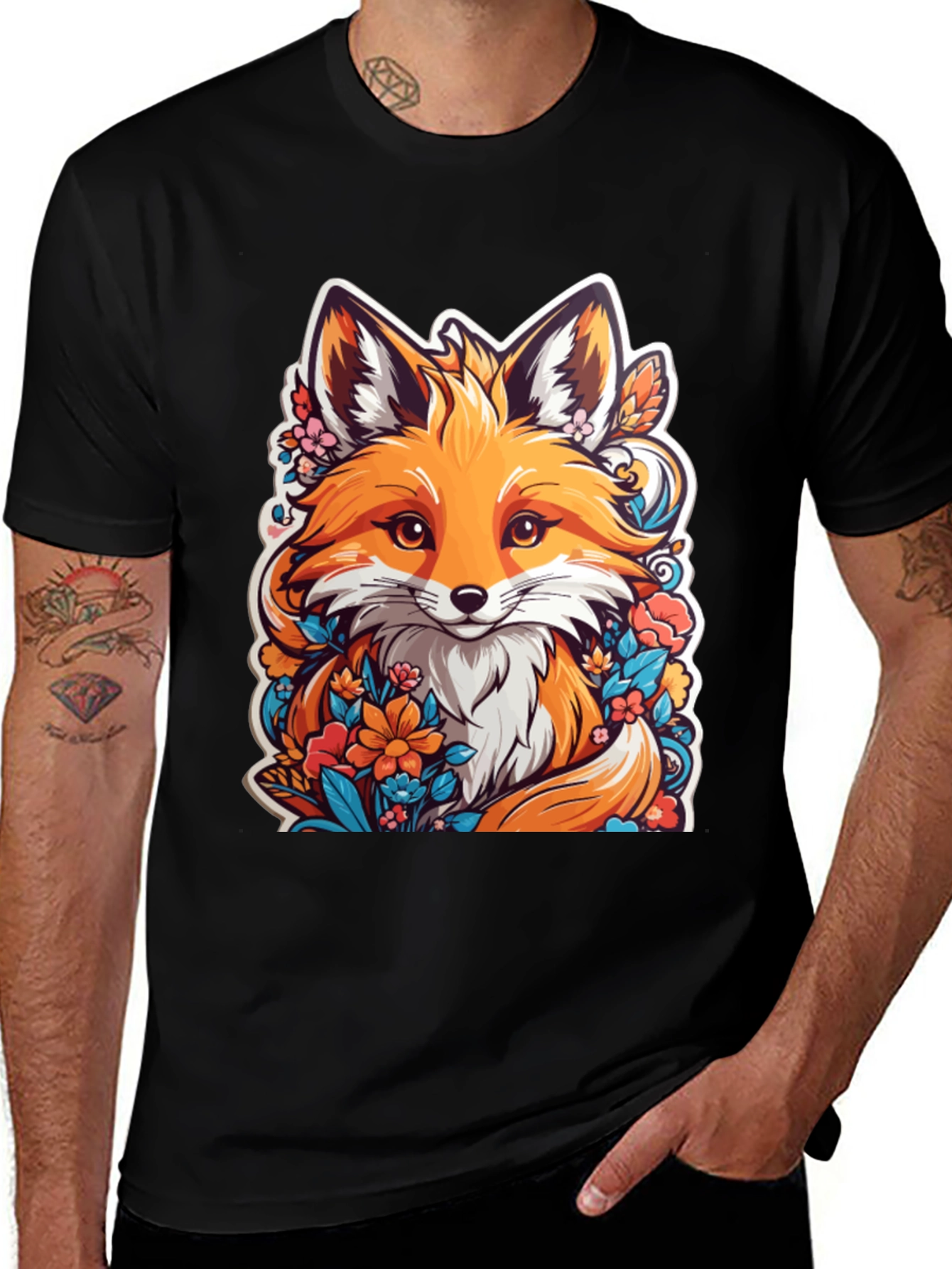 Variant 5 of Fox Floral Graphic Tee - Unique Style