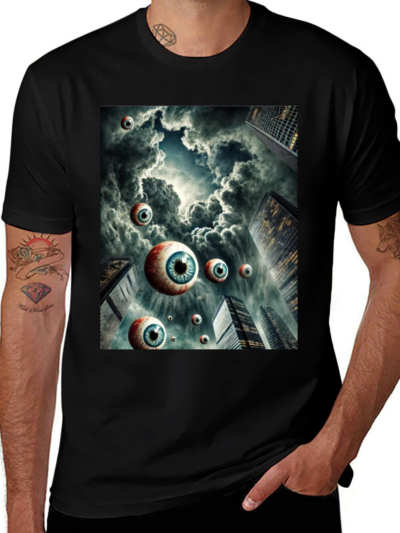 Variant 2 of Surreal Eyes in the Sky Graphic Tee