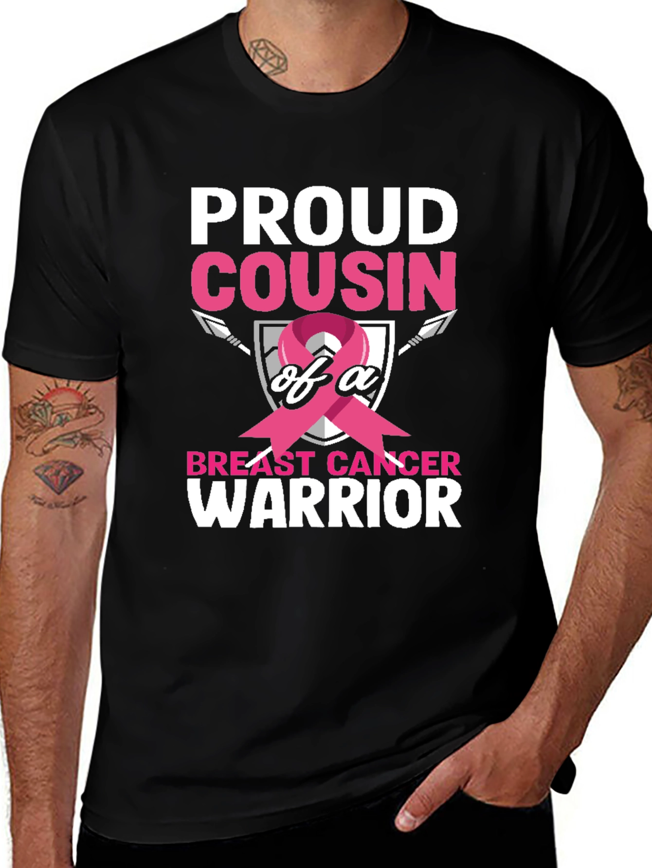 Black Proud Cousin Breast Cancer Warrior T-Shirt main image