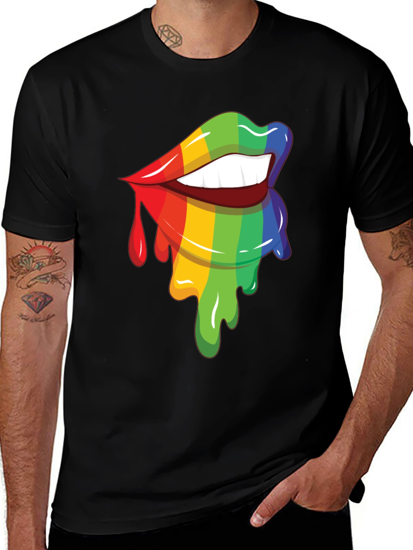 Variant 19 of Rainbow Lips Graphic Tee - Pride Apparel
