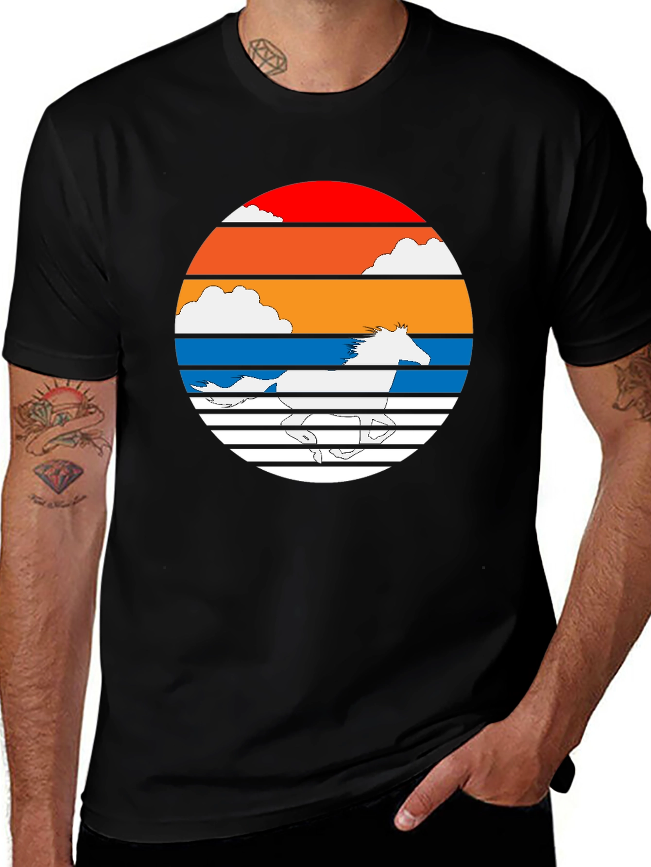 Variant 30 of Retro Sunset Horse Graphic Tee