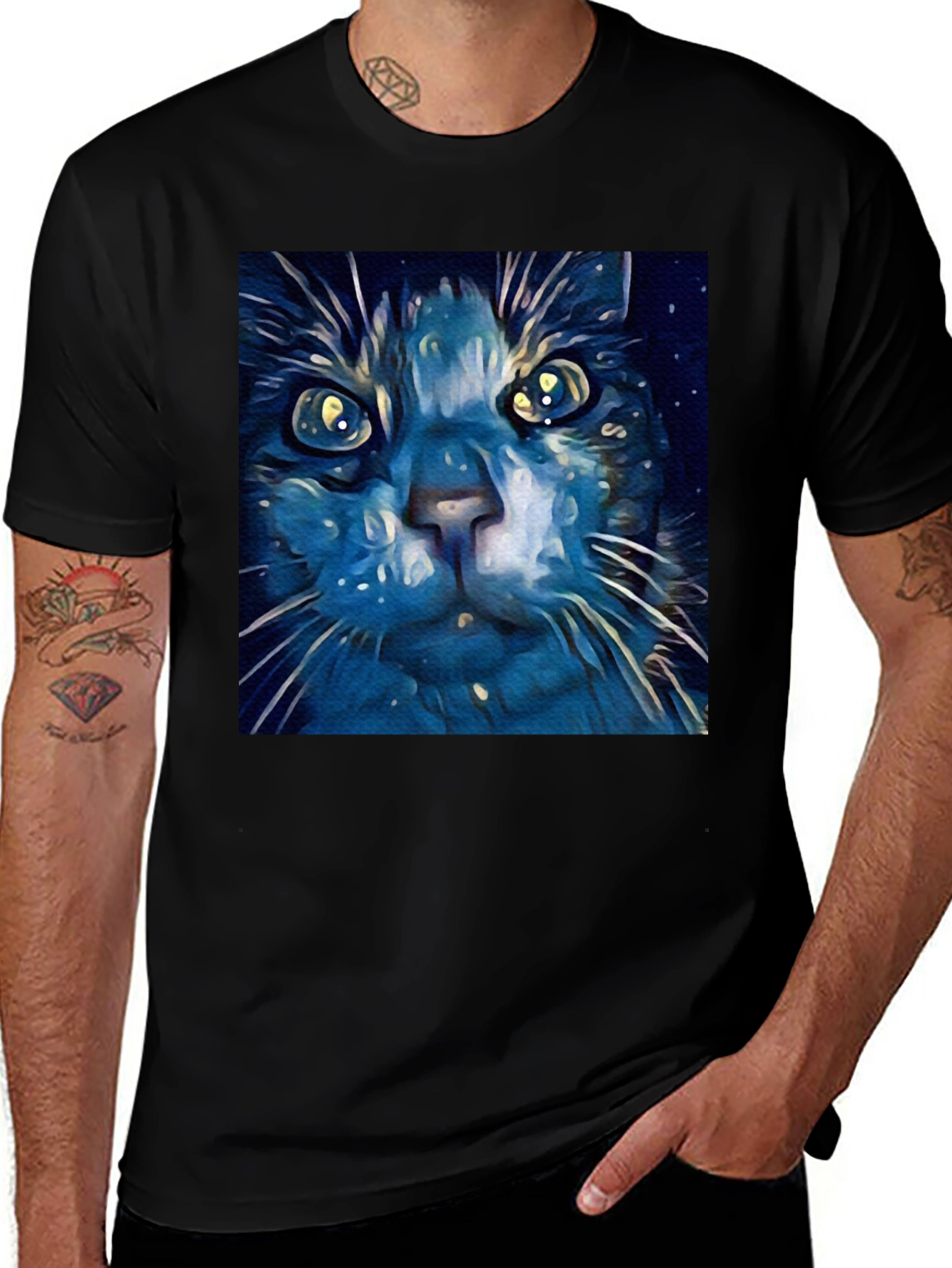 Variant 2 of Blue Cat Art T-Shirt
