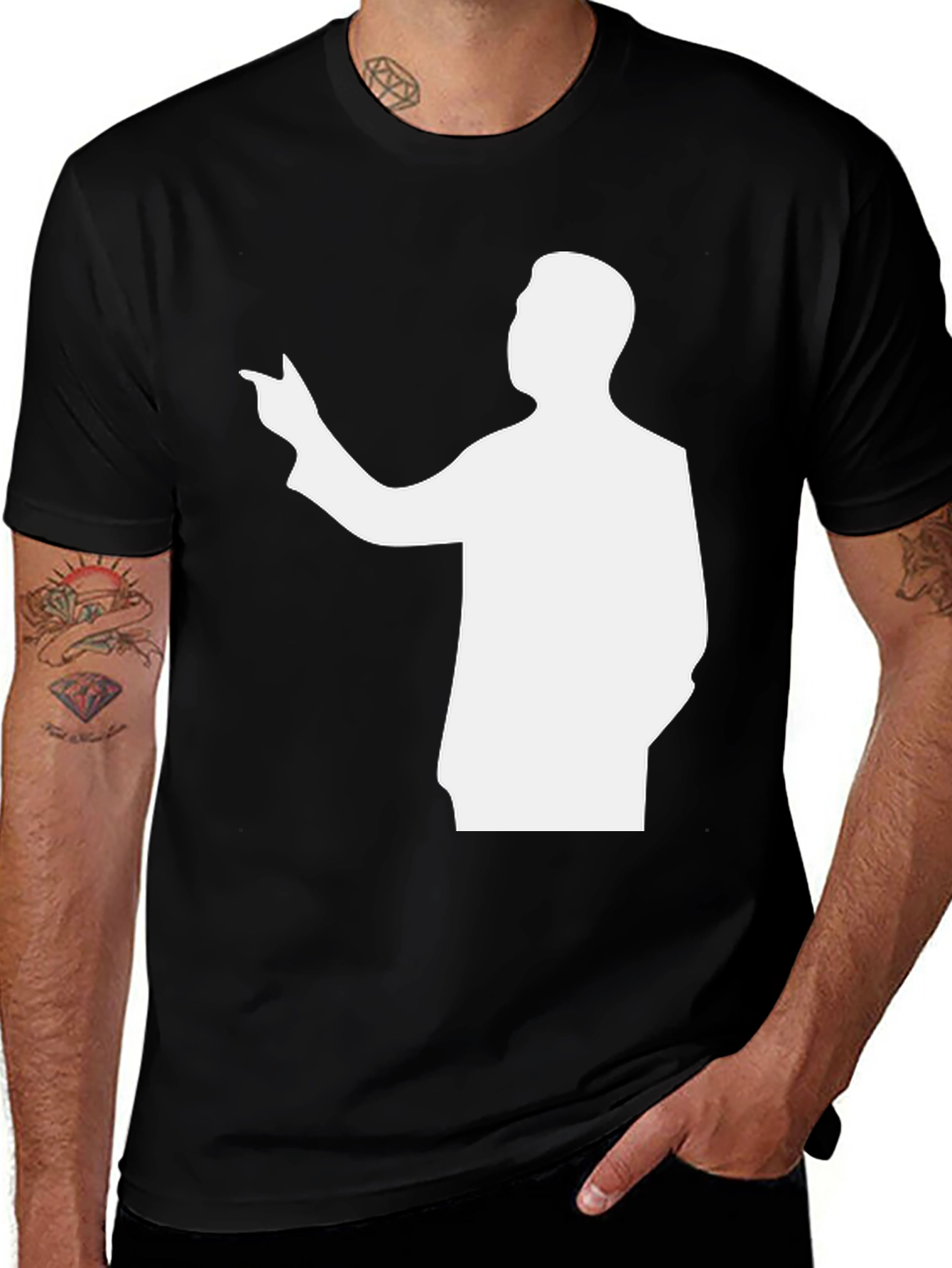 Variant 29 of Silhouette Pointing Black T-Shirt