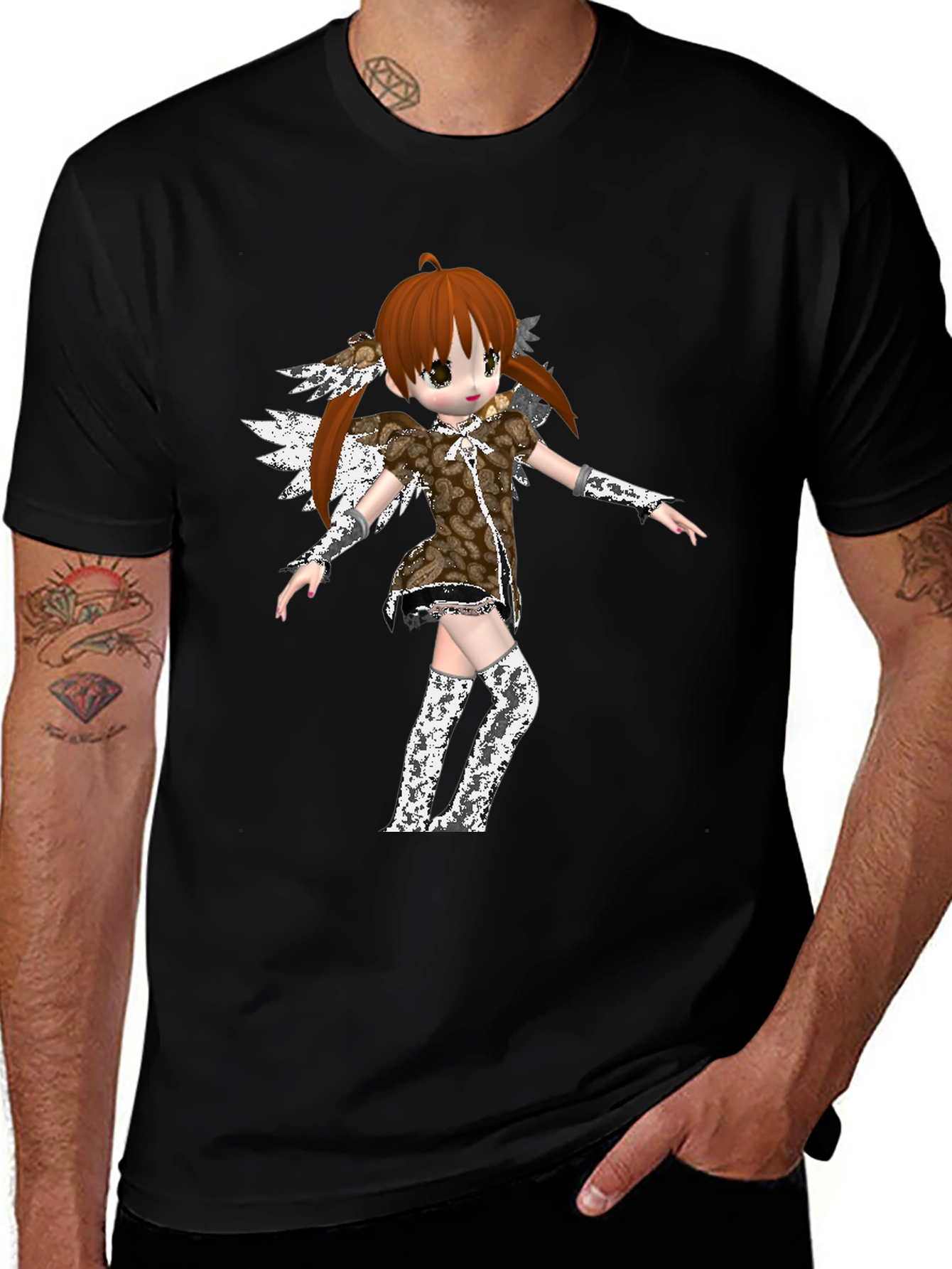 Variant 13 of Anime Girl Graphic Black T-Shirt