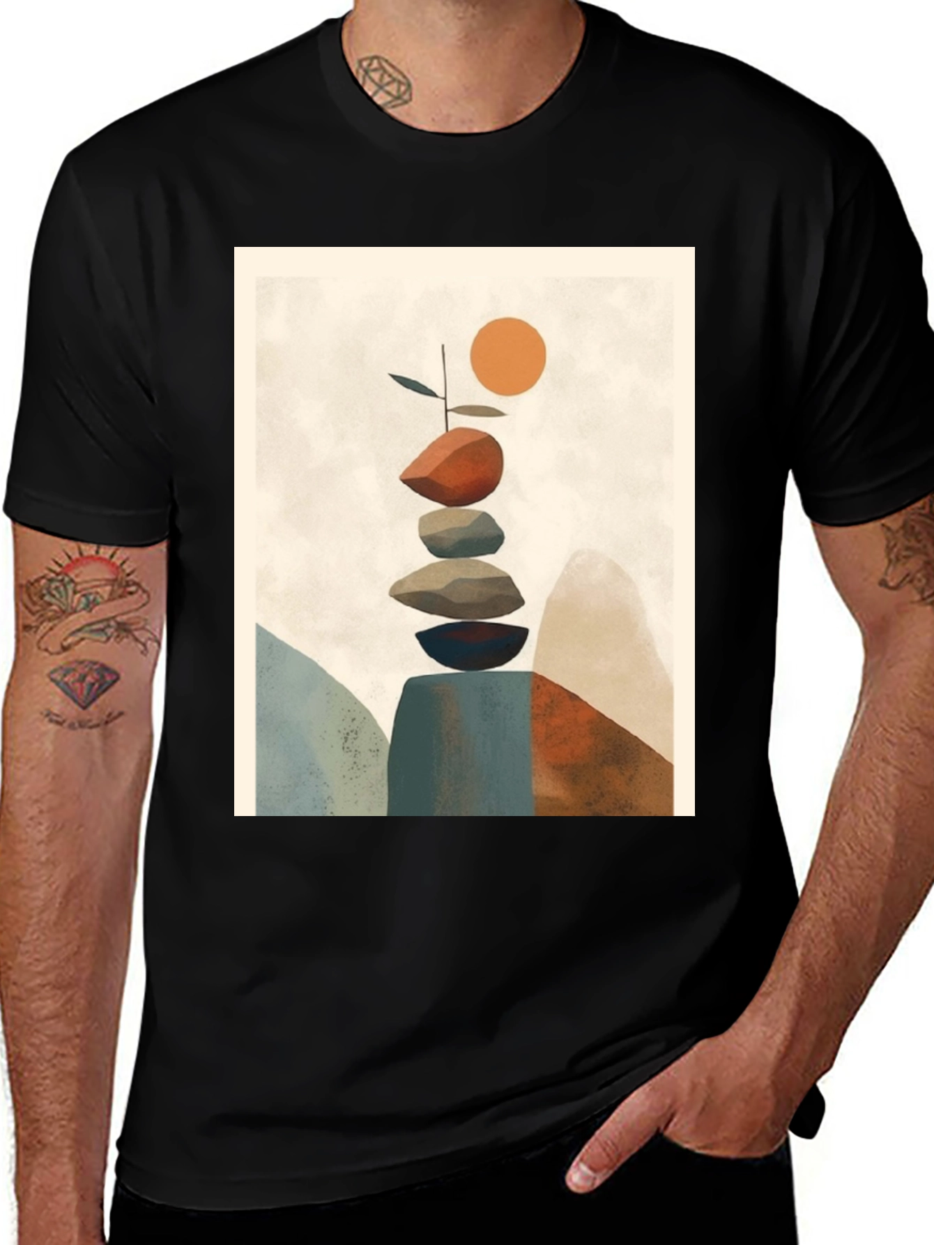 Variant 29 of Zen Stone Stack Graphic Tee - Relaxed Fit