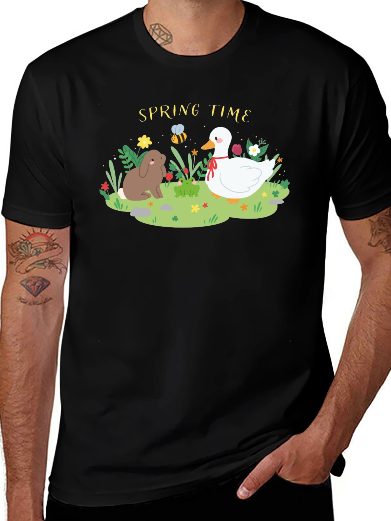 Variant 2 of Spring Time Rabbit & Duck Graphic Tee