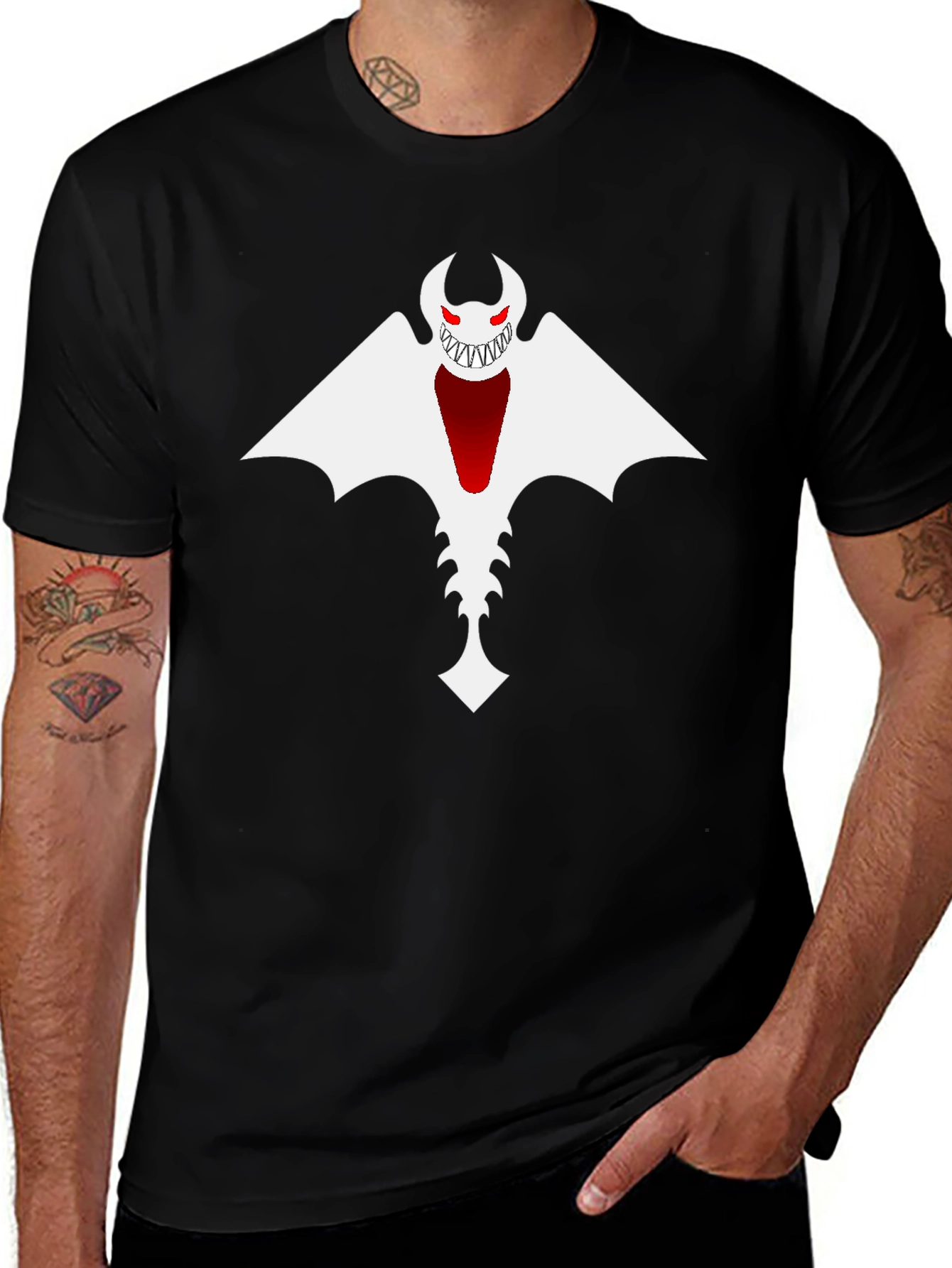 Variant 24 of Monster Graphic Print Black T-Shirt