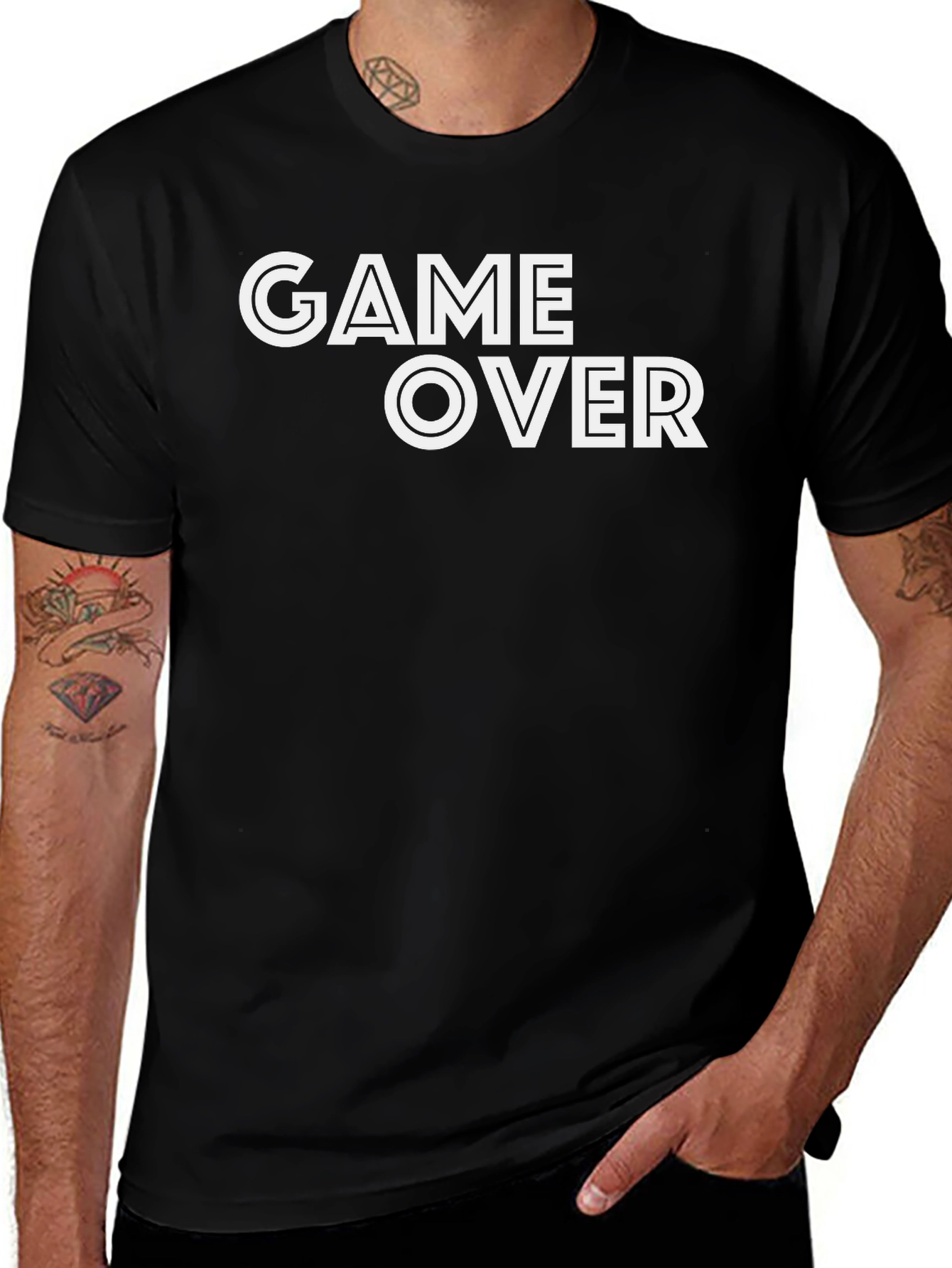 Variant 26 of Game Over Black T-Shirt - Bold Graphic Tee